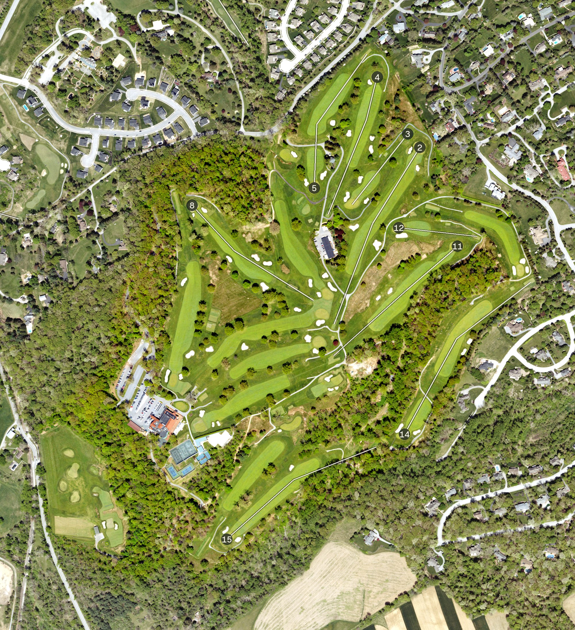 Aerial view of Country Club of York, PA