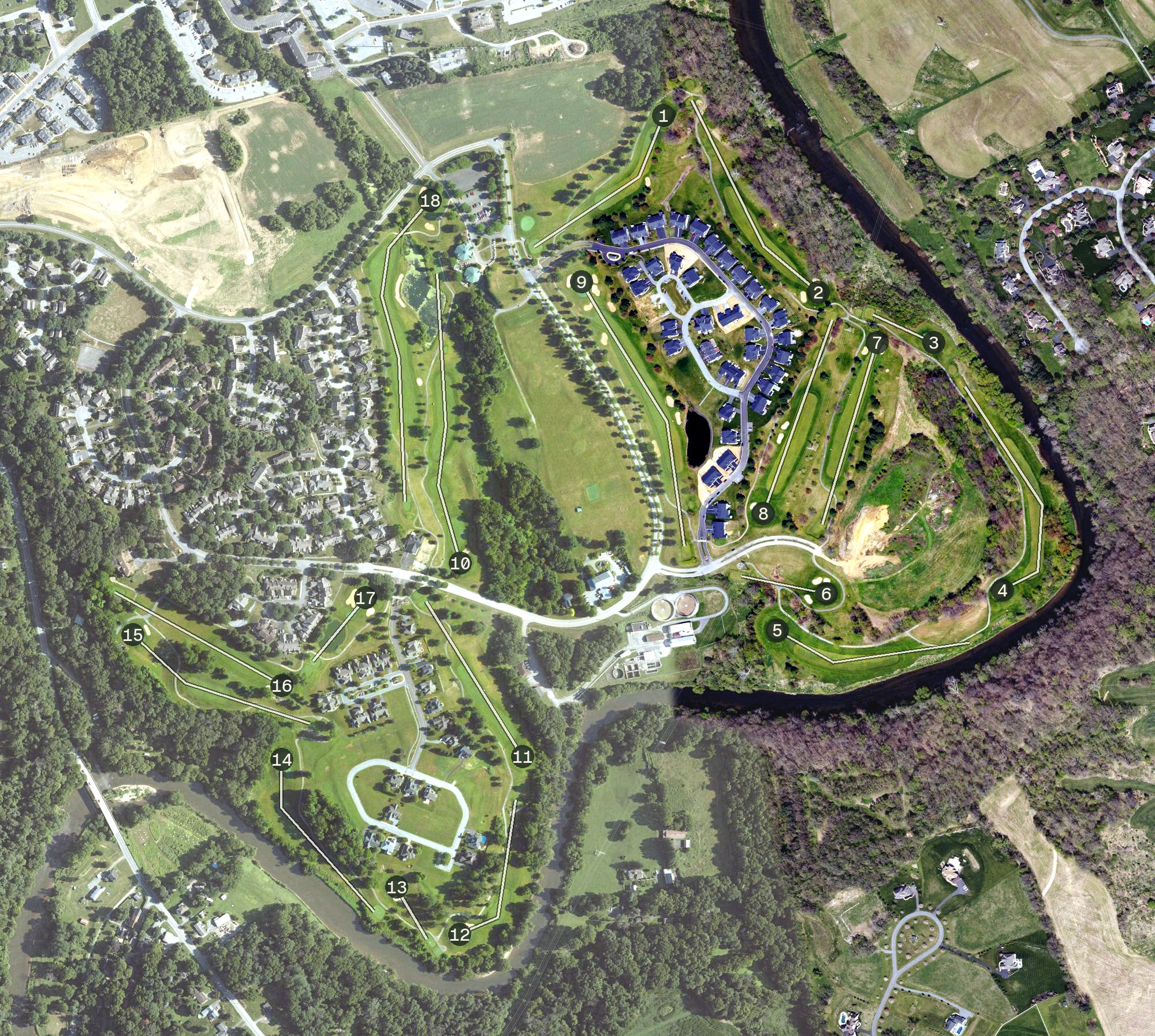 Aerial view of Crossgates Golf Club, PA