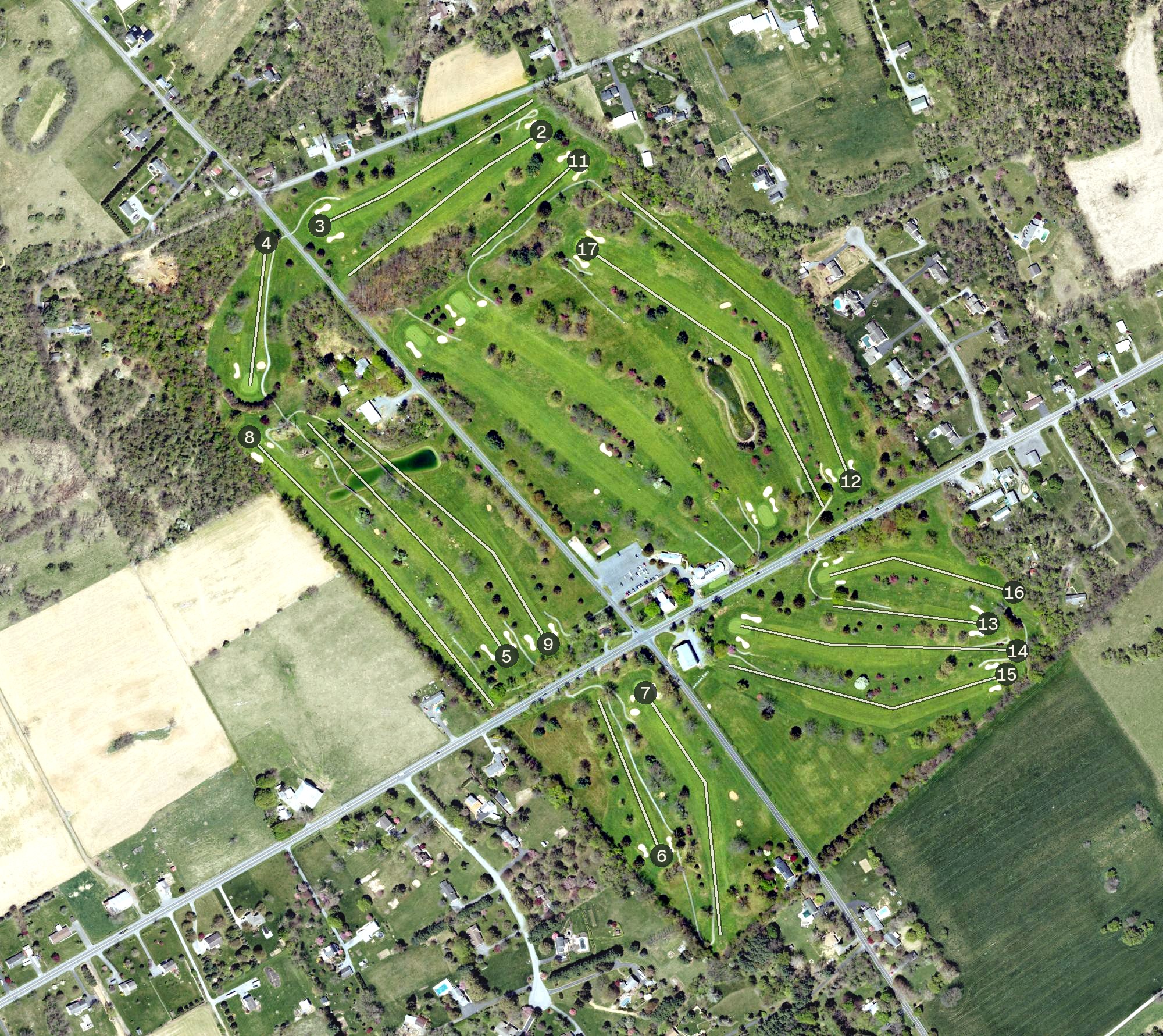 Aerial view of Cumberland Golf Club, PA
