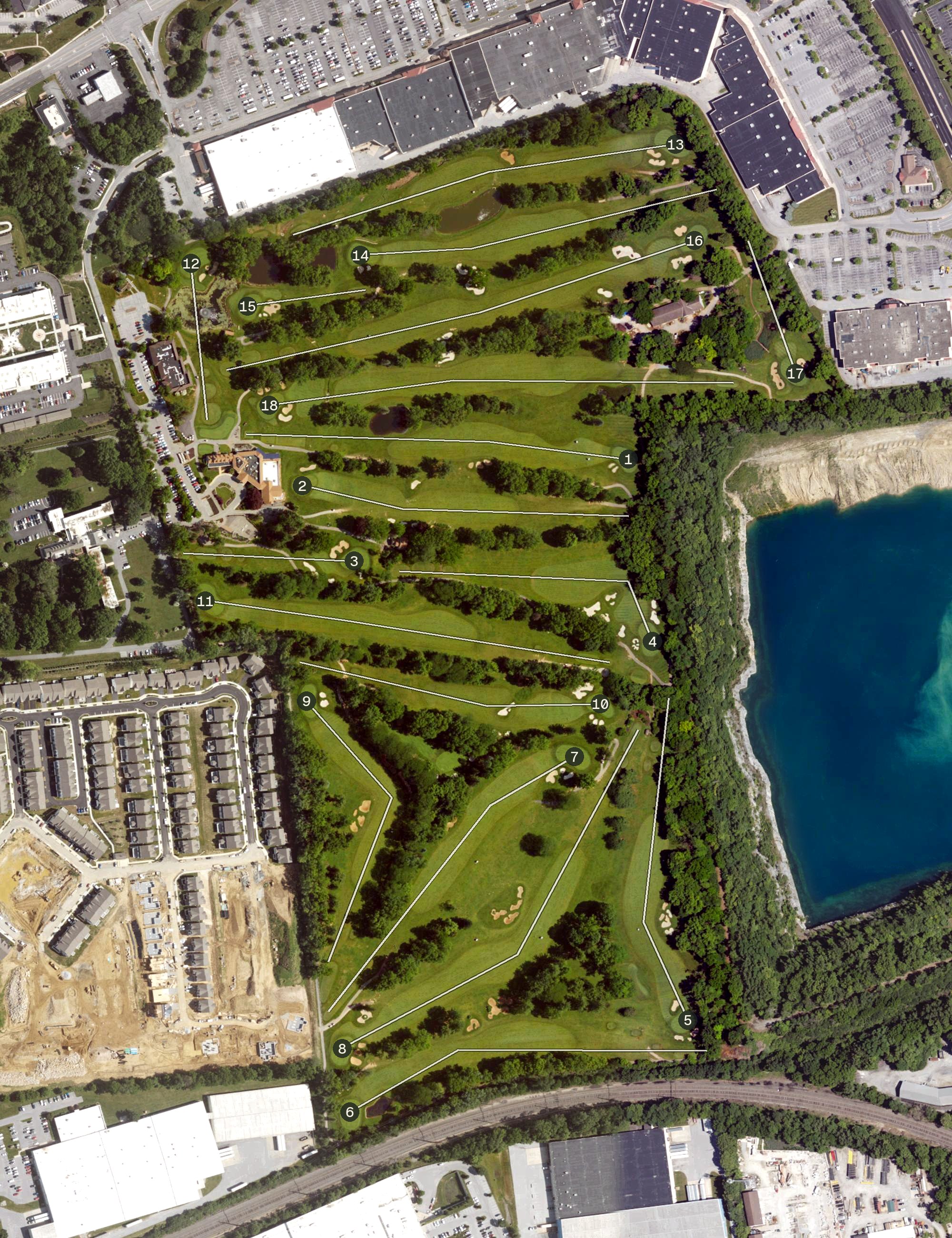 Aerial view of Downingtown Country Club, PA
