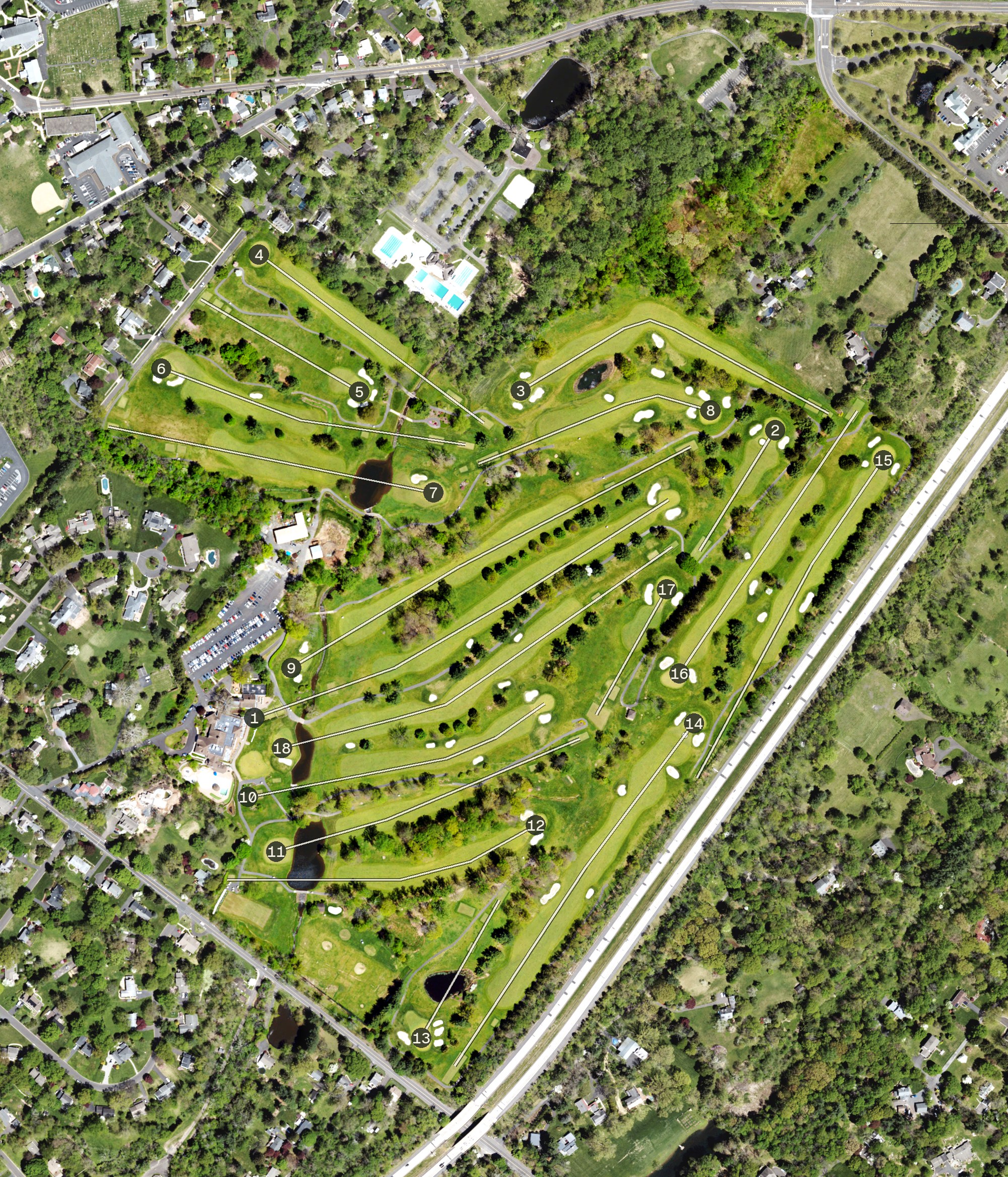Aerial view of Doylestown Country Club, PA