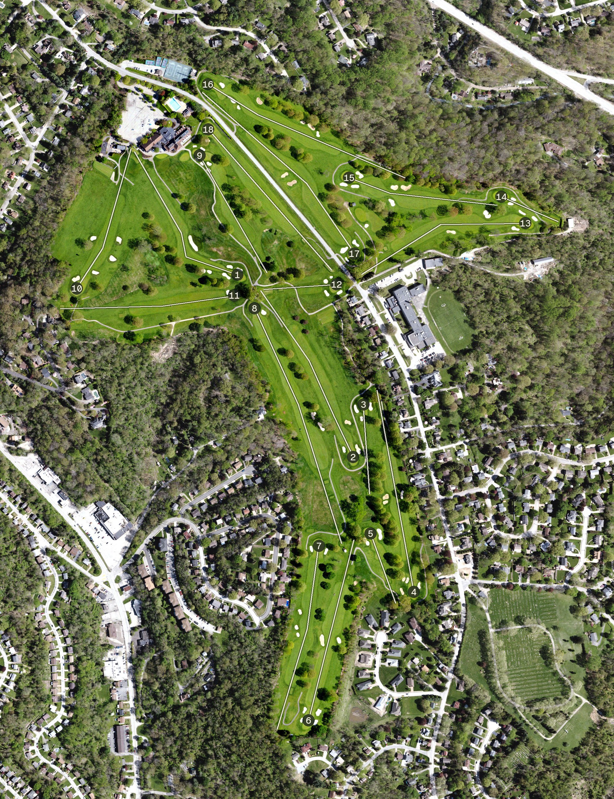 Aerial view of Edgewood Country Club, PA