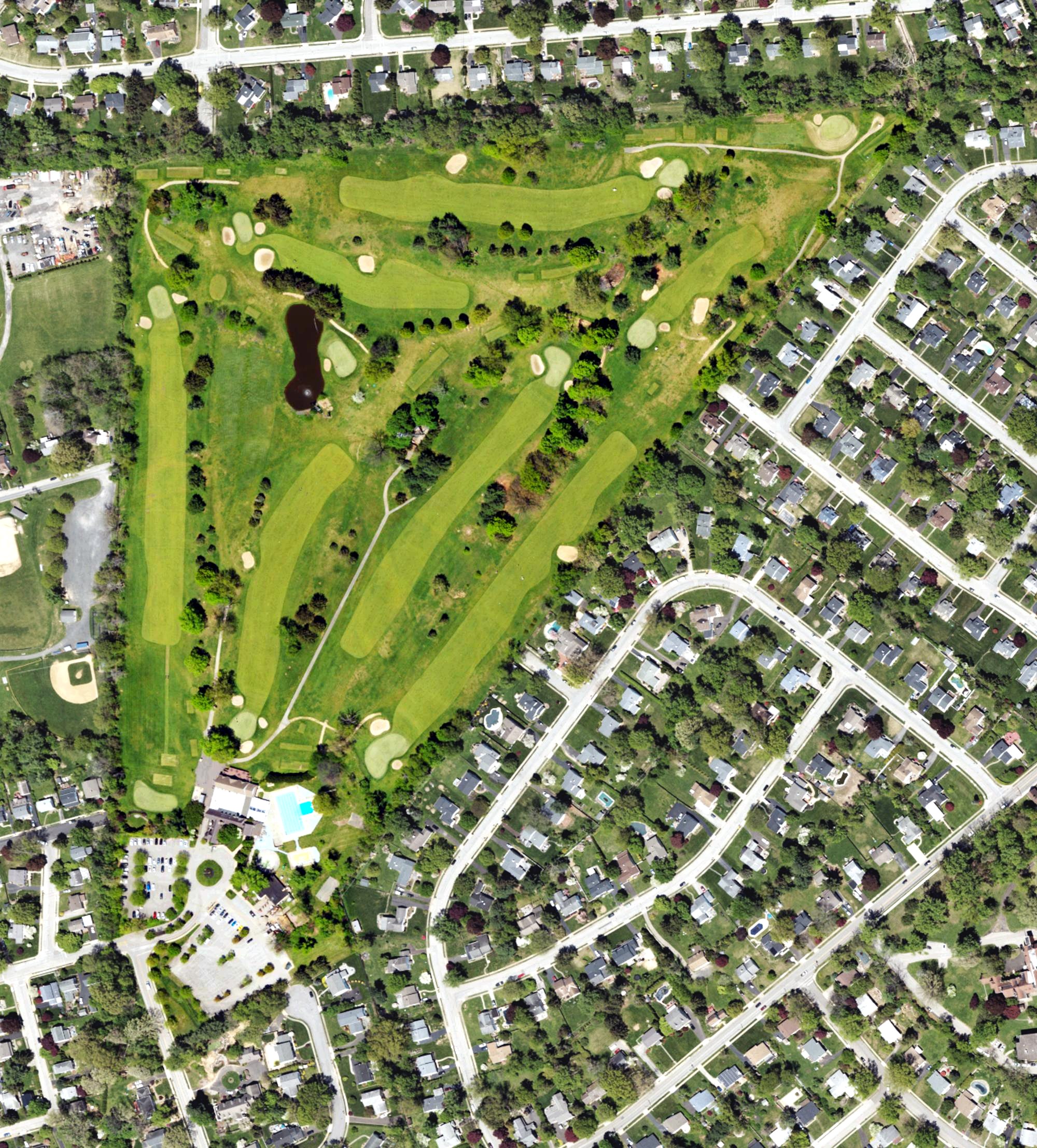 Aerial view of Flourtown Country Club, PA