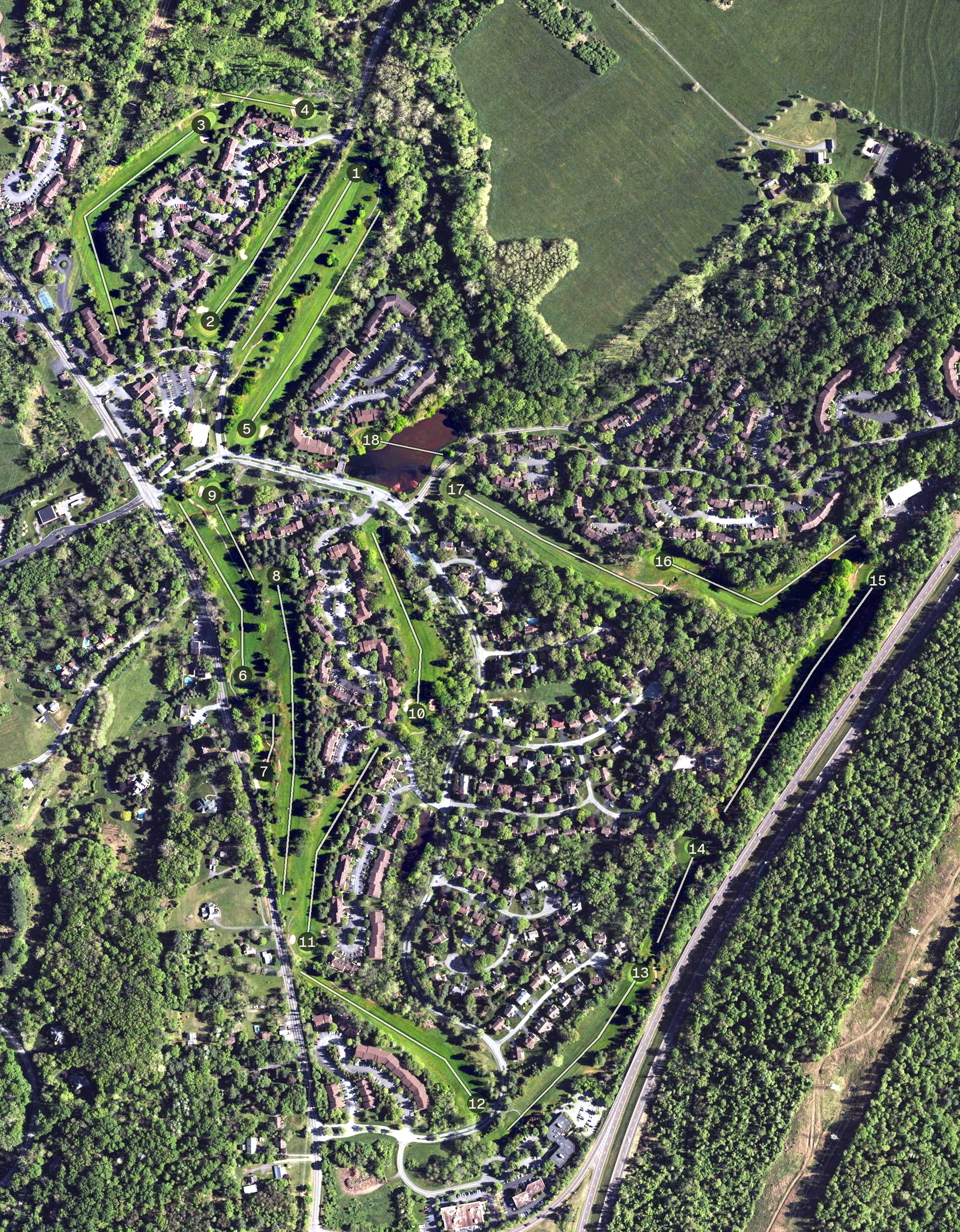 Aerial view of Flying Hills Golf Course, PA