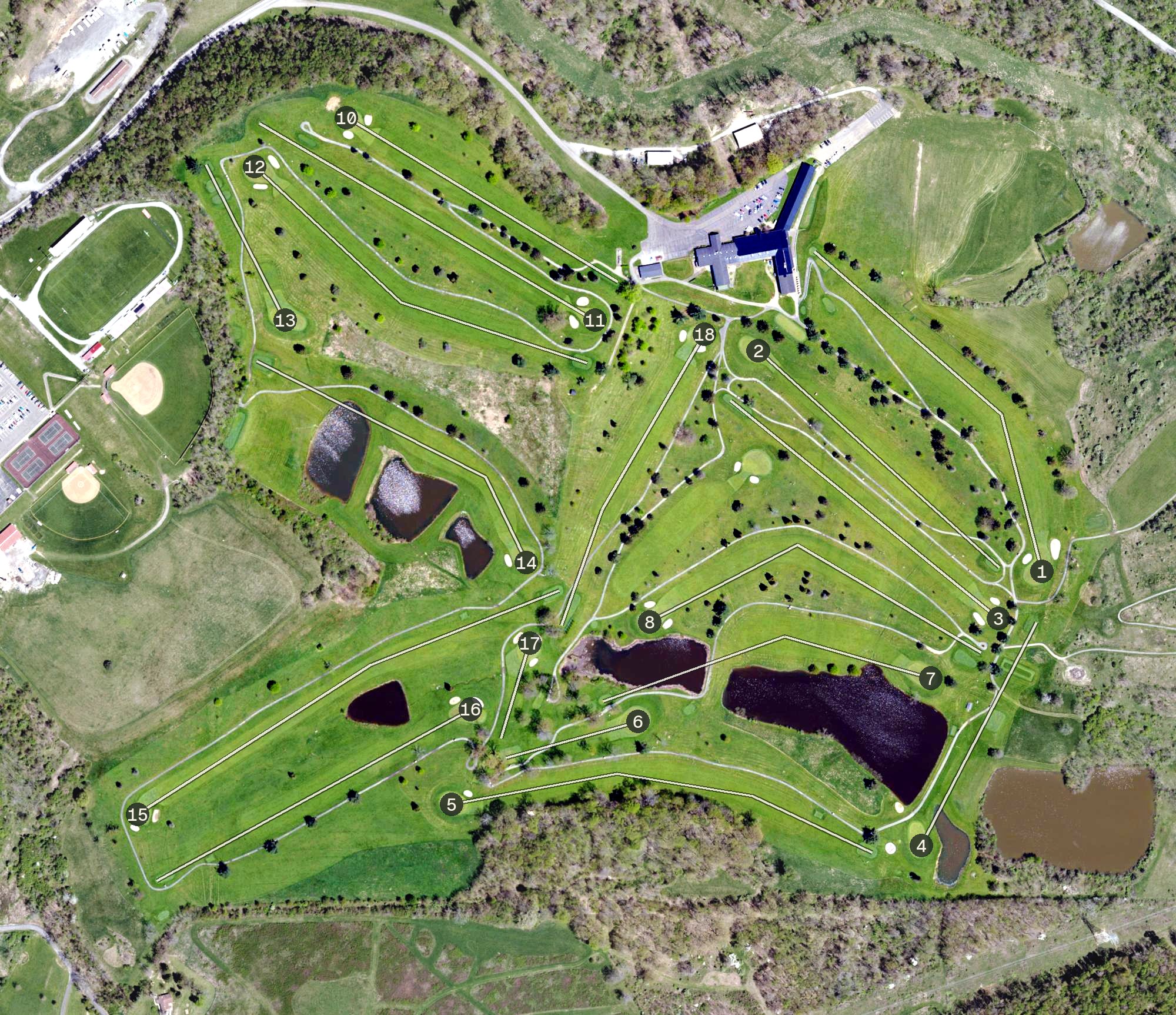 Aerial view of Fort Cherry Golf Club, PA