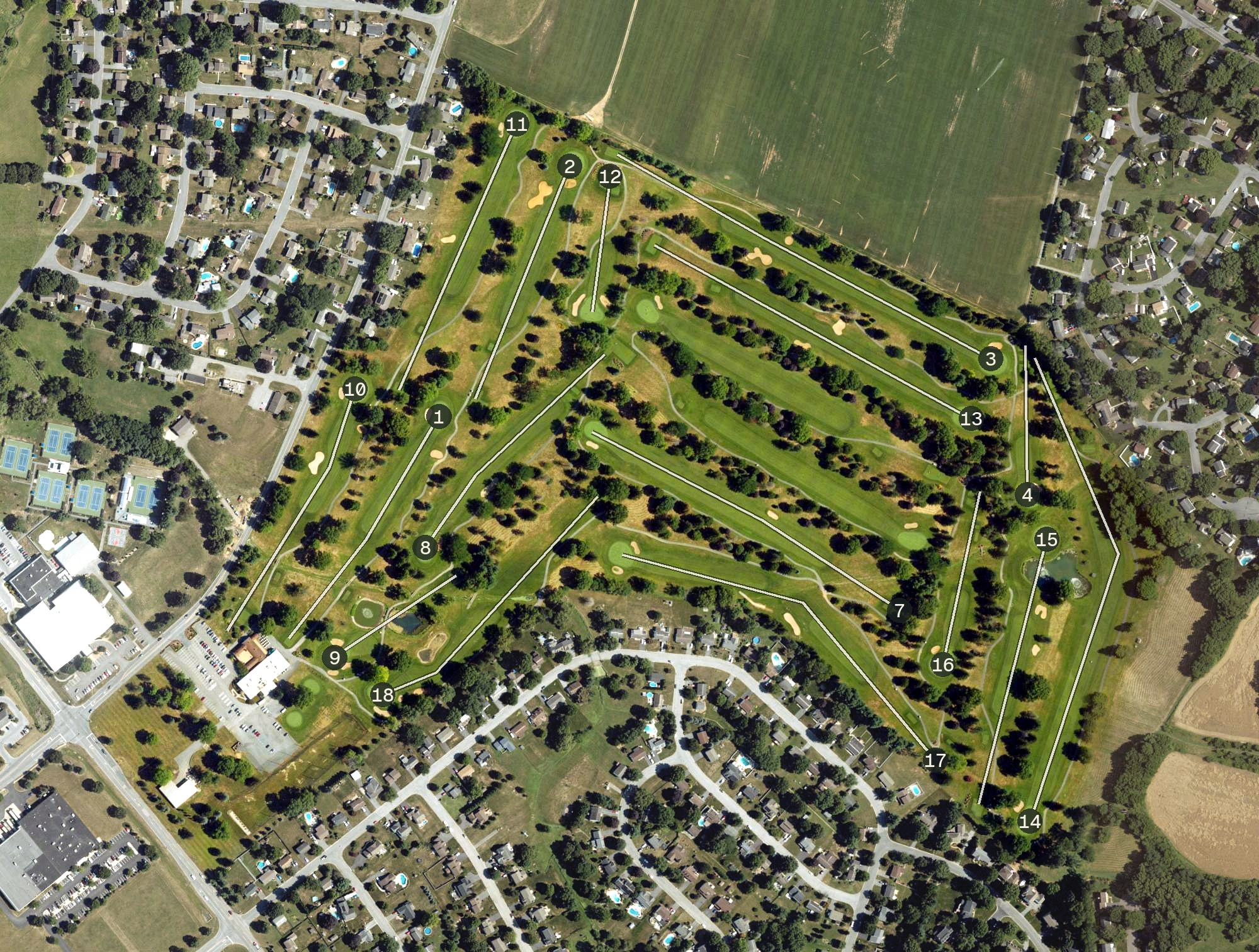 Aerial view of Four Season's Golf Course, PA