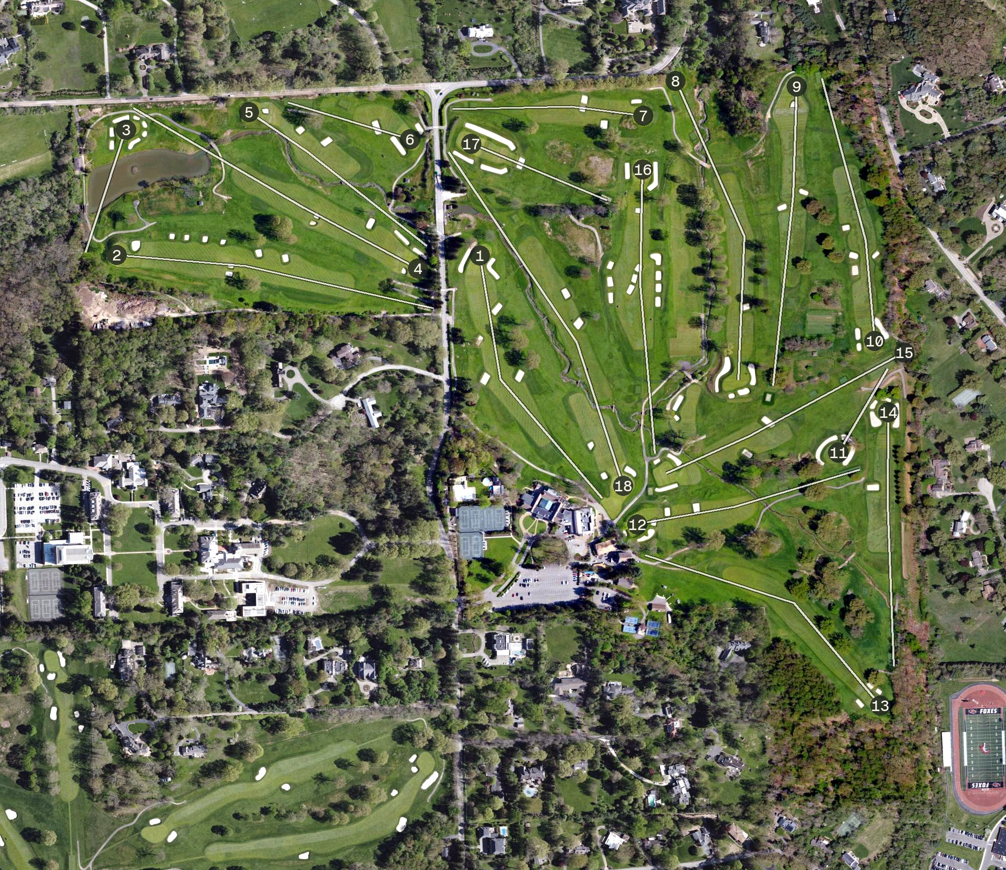 Aerial view of Fox Chapel Golf Club, PA