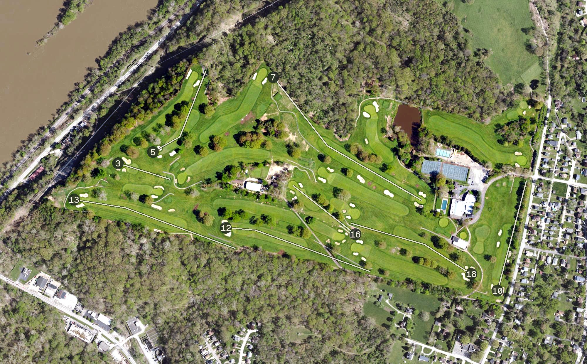 Aerial view of Green Oaks Country Club, PA