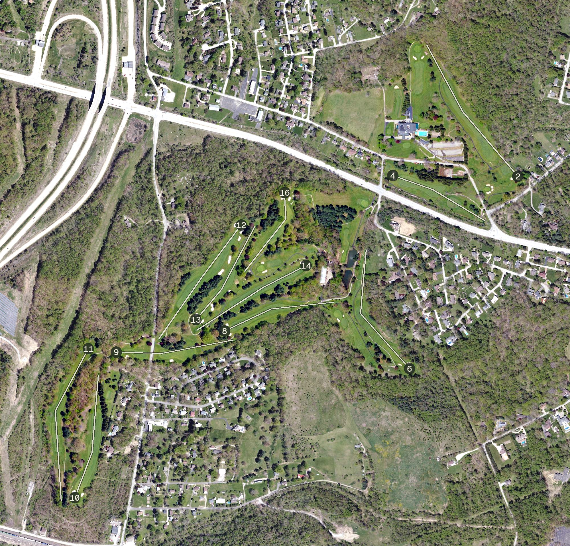 Aerial view of Greensburg Country Club, PA