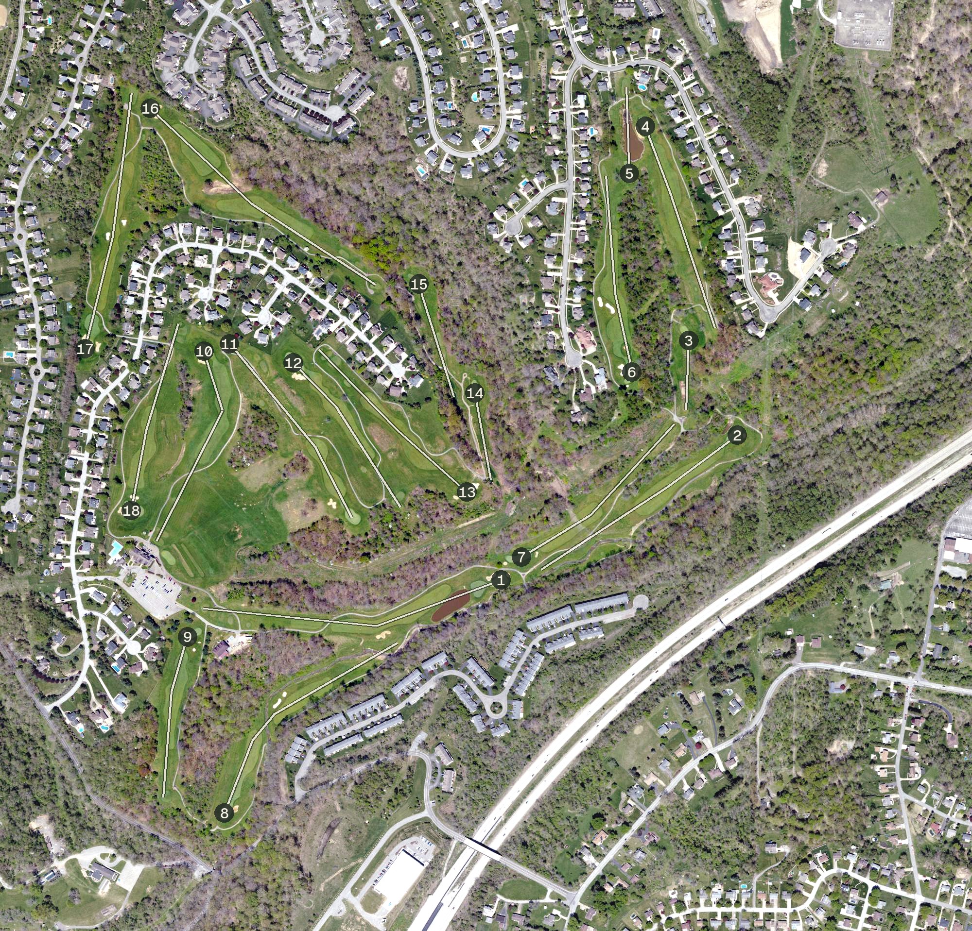 Aerial view of Hickory Heights Golf Club, PA