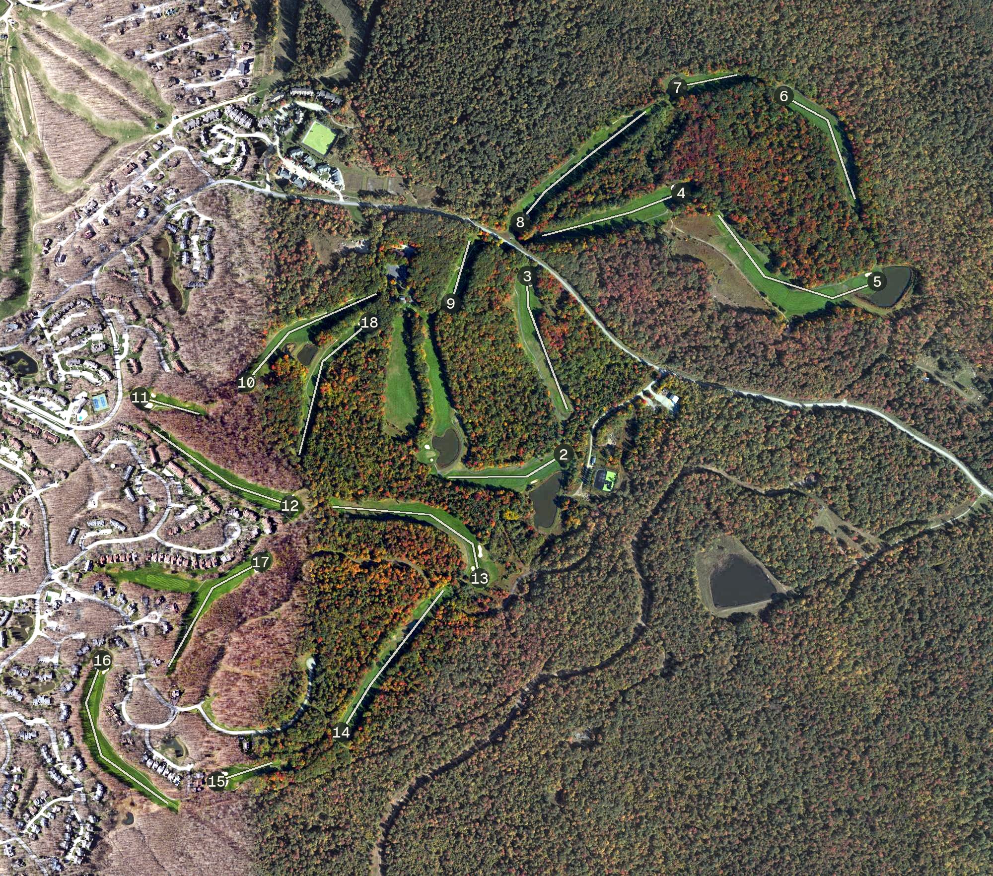 Aerial view of Hidden Valley Golf Course, PA