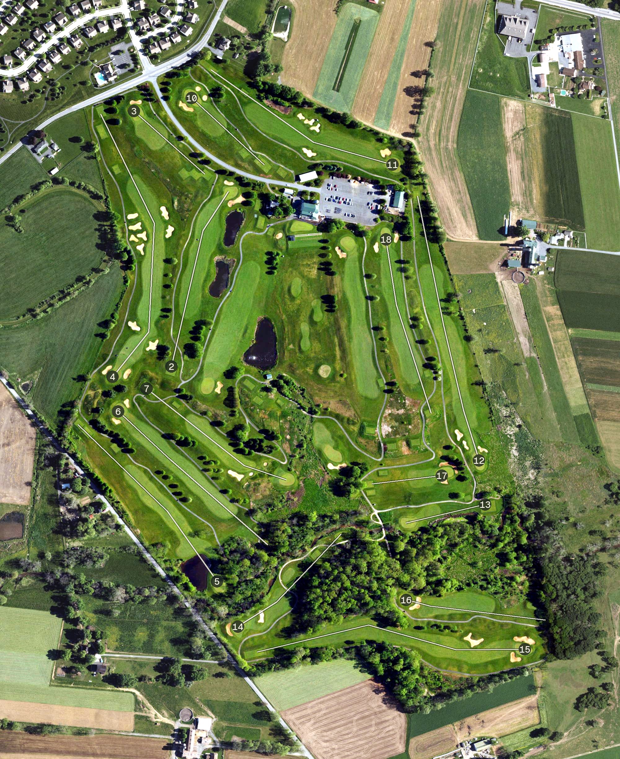 Aerial view of Honeybrook Golf Course, PA