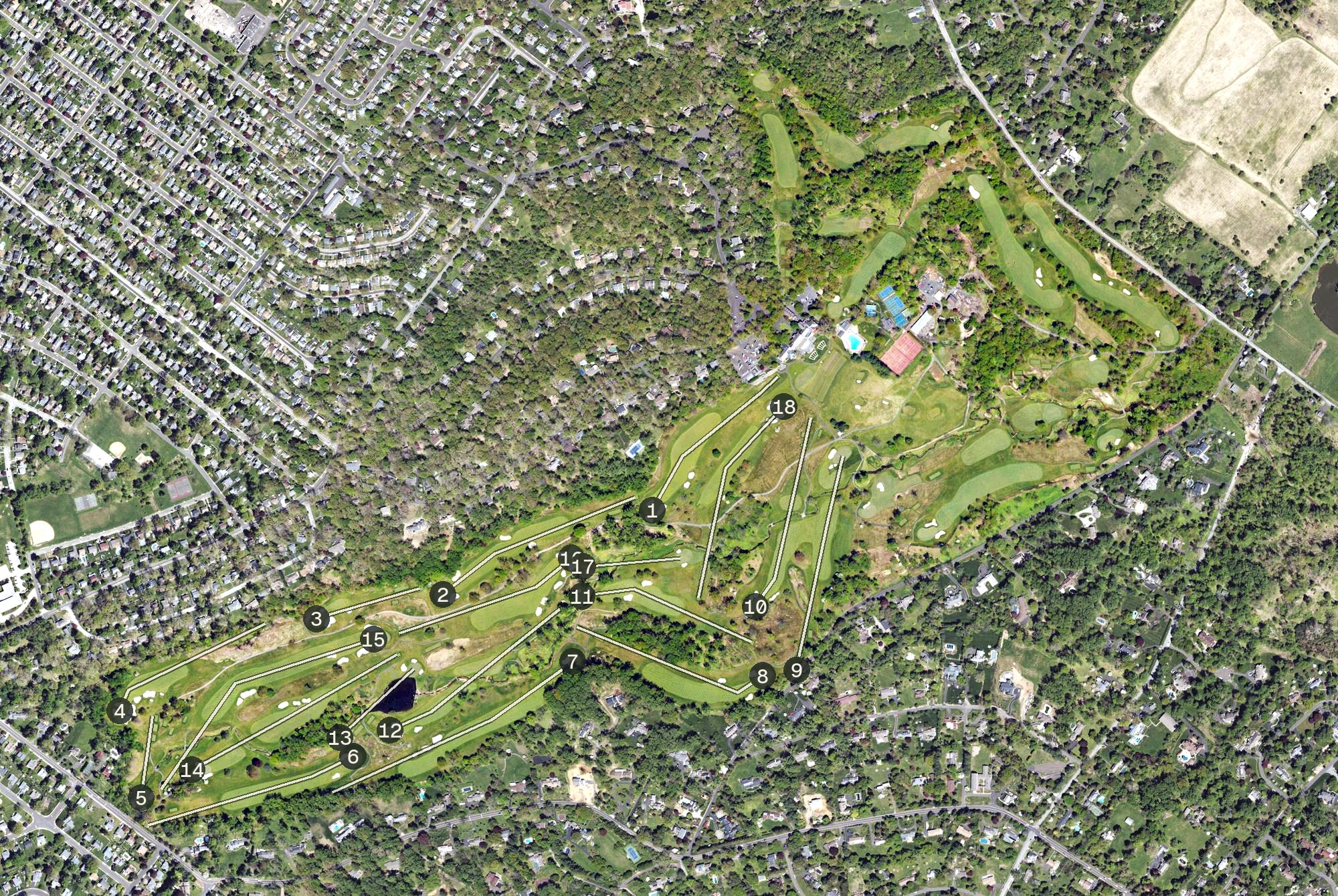Aerial view of Huntingdon Valley Country Club, PA