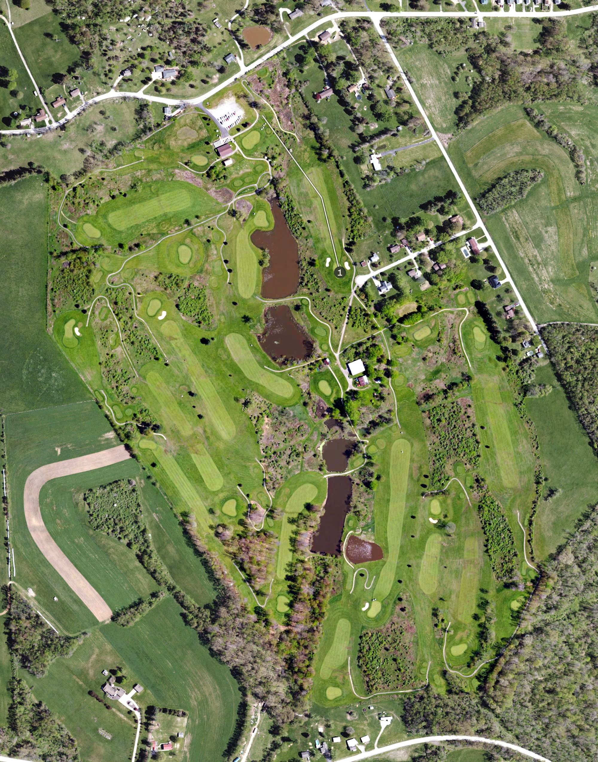 Aerial view of Indian Run Golf Club, PA