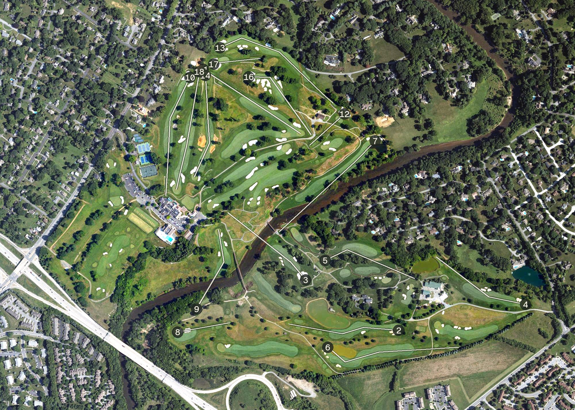 Aerial view of Lancaster Country Club, PA
