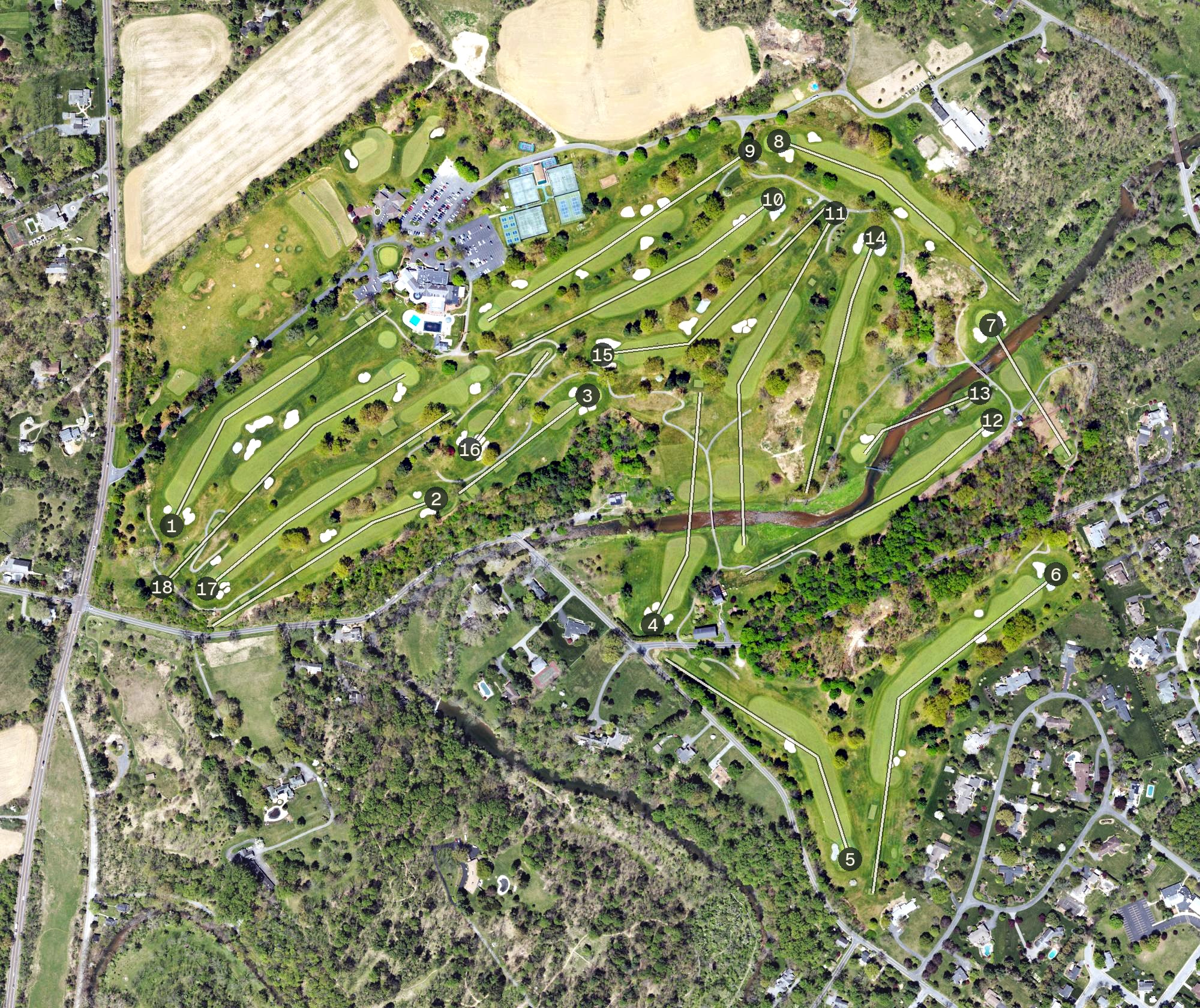 Aerial view of Lehigh Country Club, PA