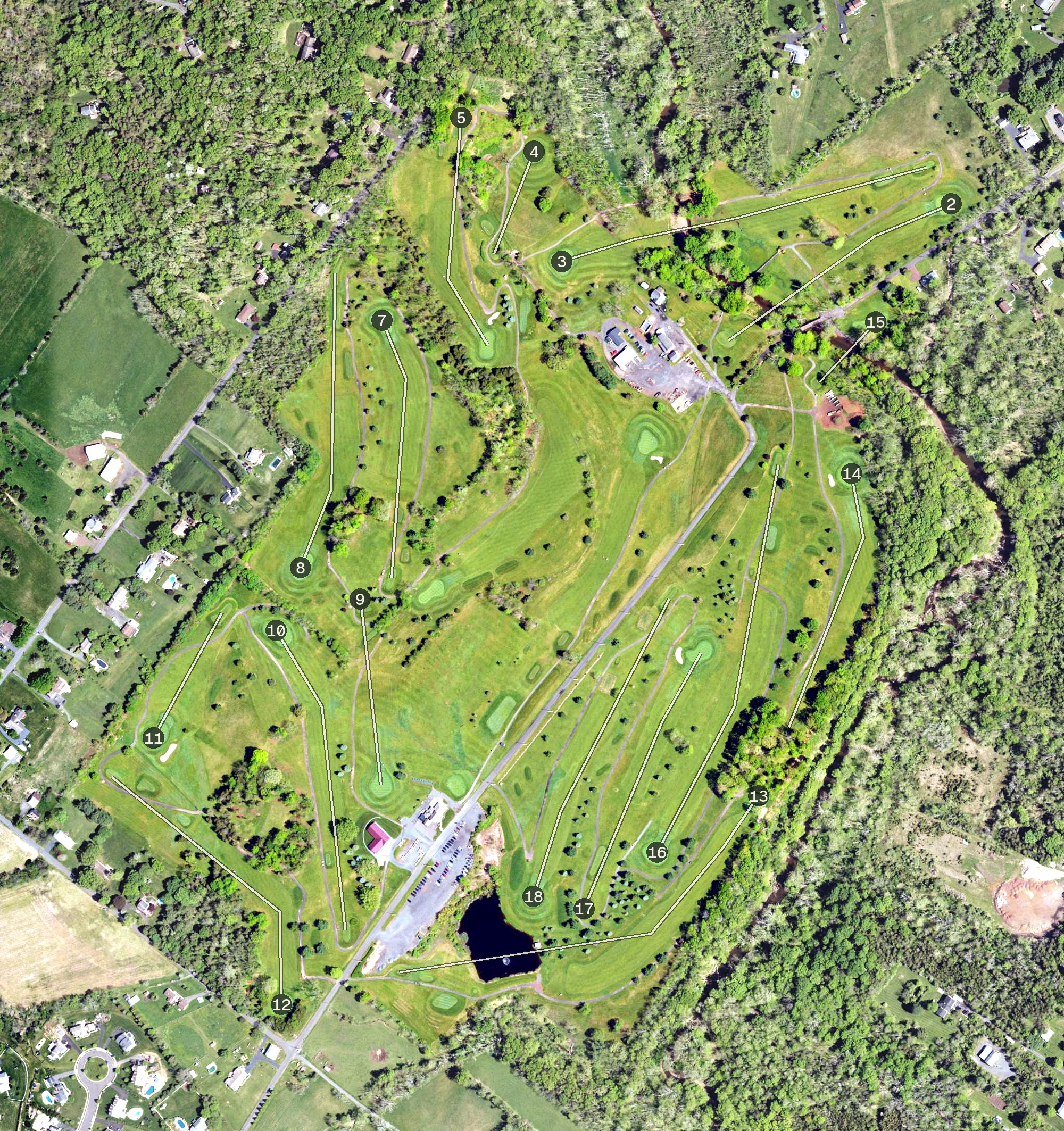 Aerial view of Macoby Run Golf Course, PA