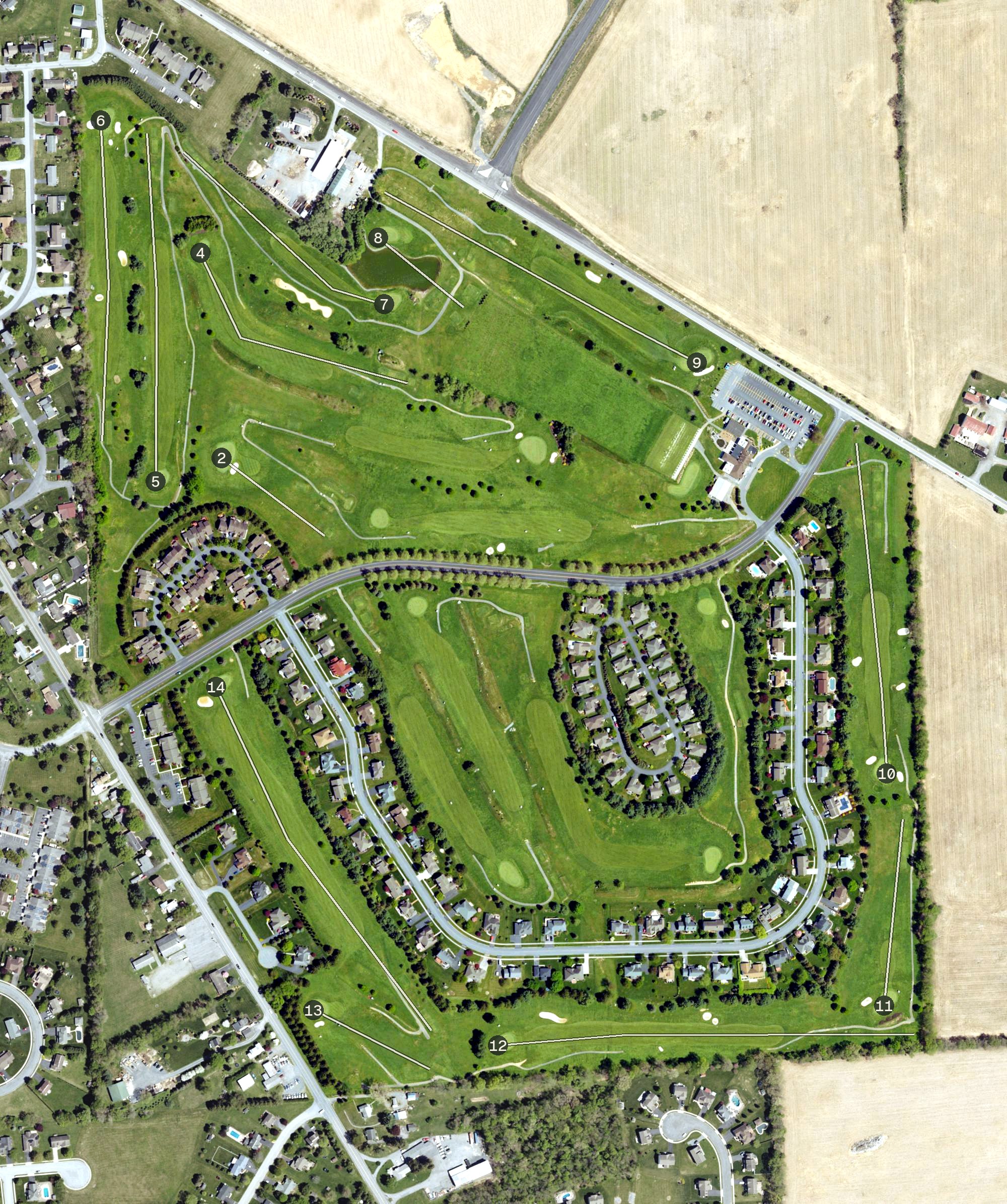 Aerial view of Mayapple Golf Club, PA