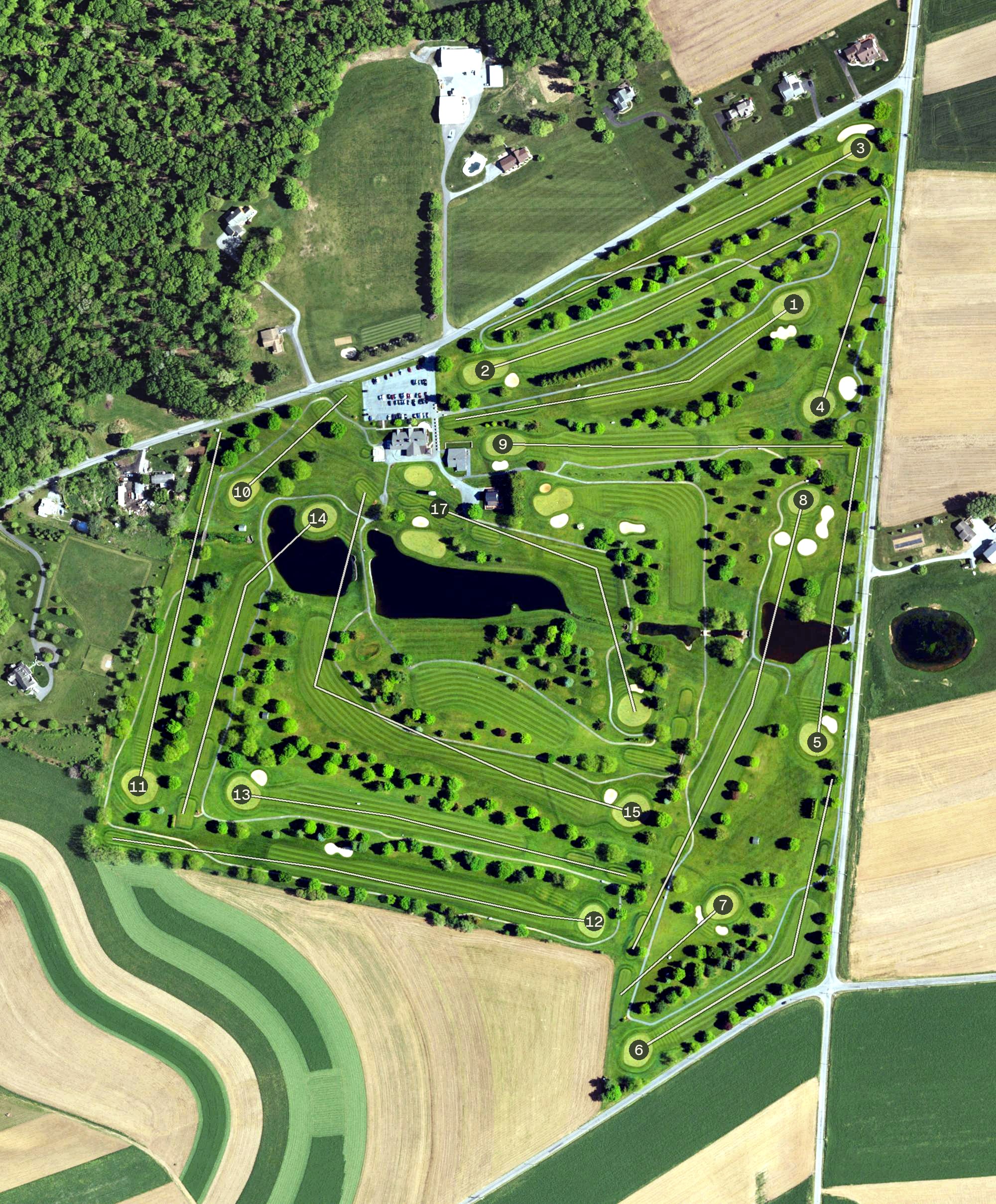 Aerial view of Moccasin Run Golf Course, PA