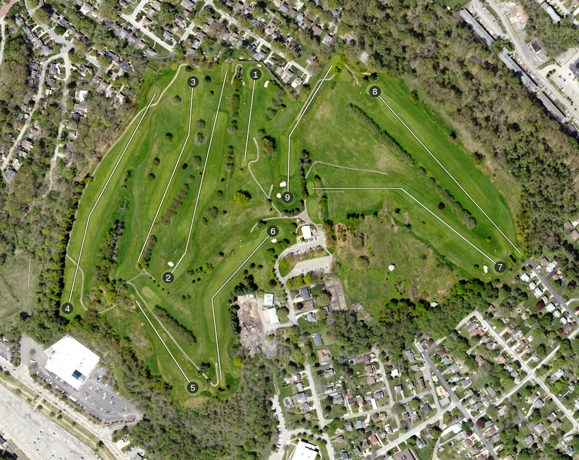 Aerial view of Mount Lebanon Golf Course, PA