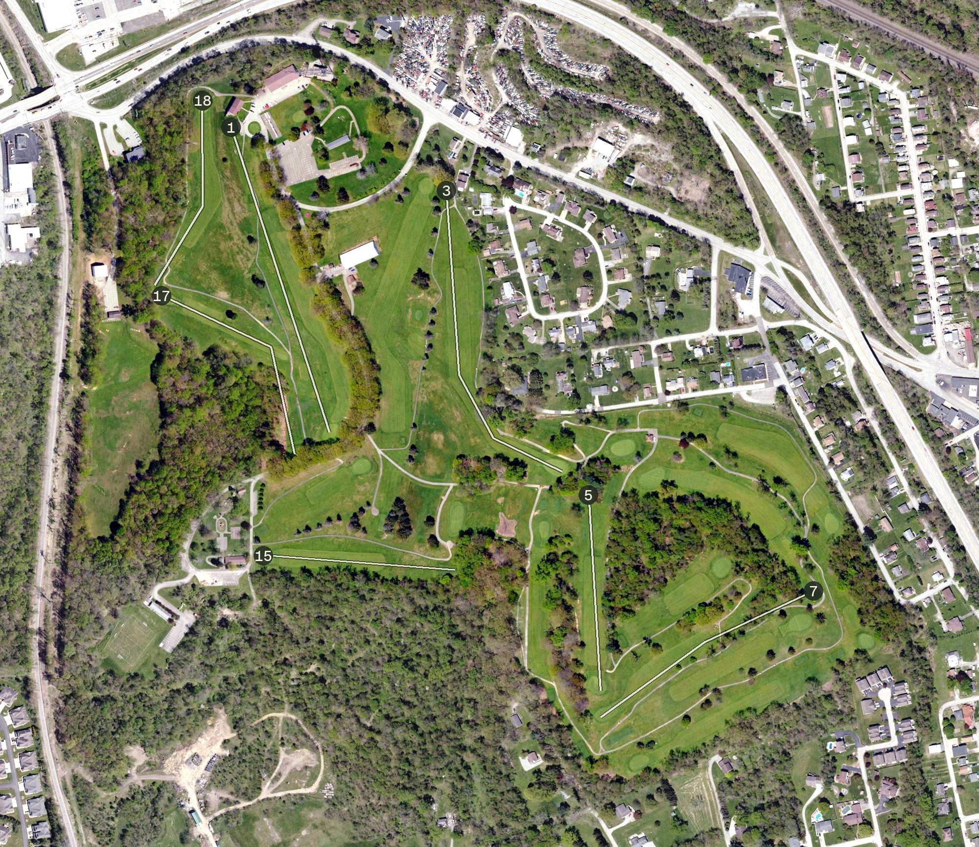 Aerial view of Mt. Odin Golf Course, PA