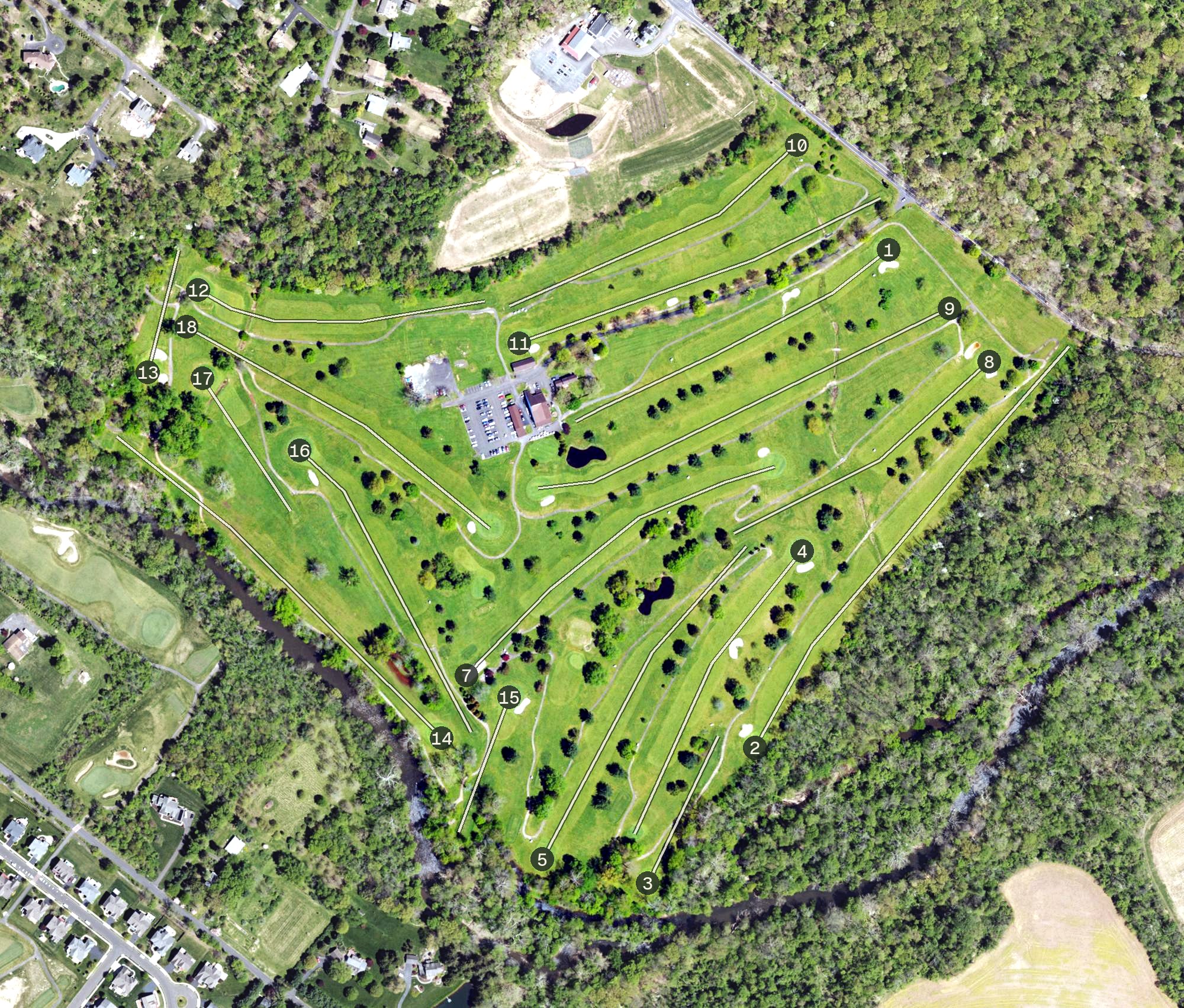 Aerial view of Neshaminy Valley Golf Club, PA