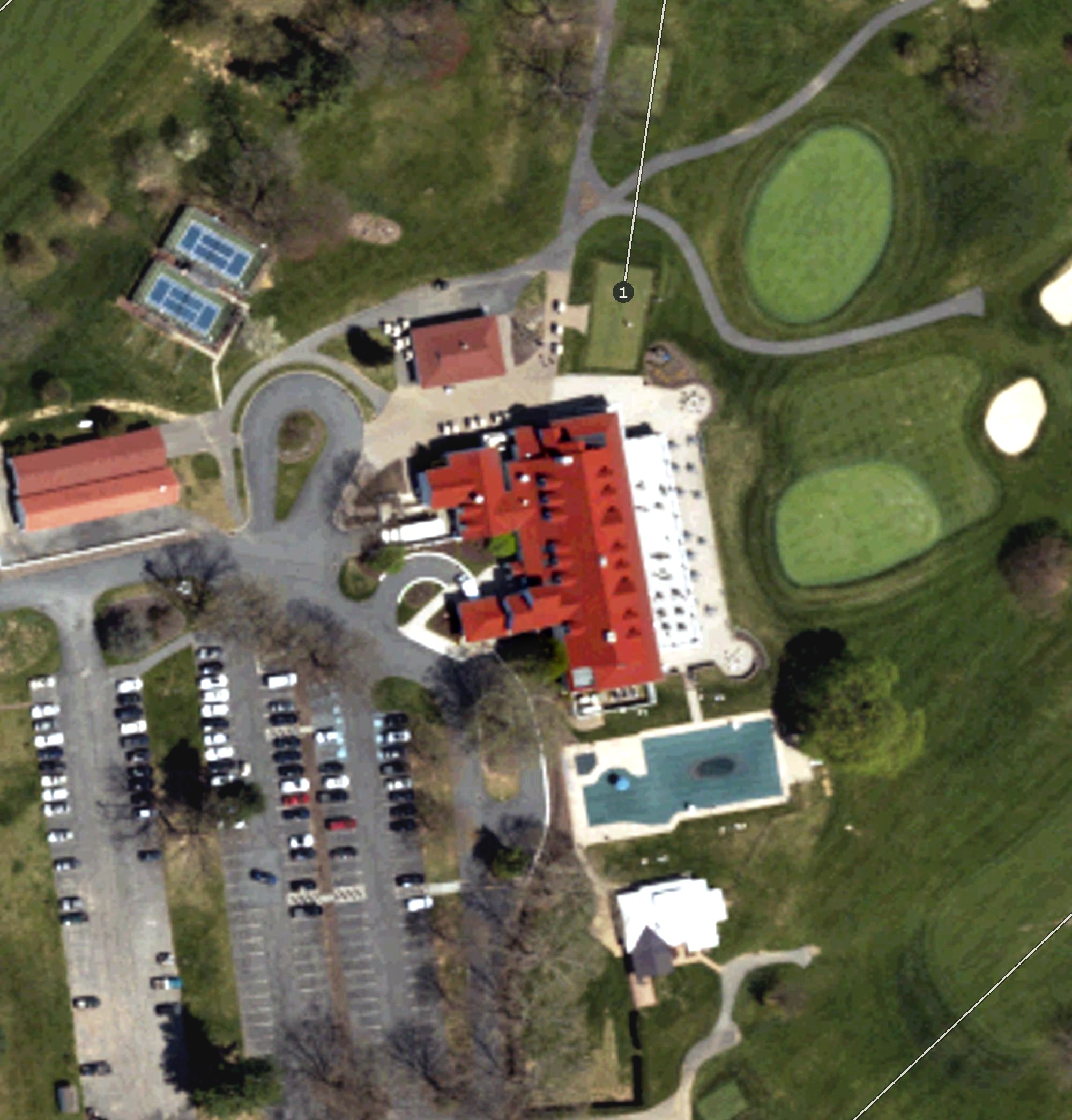 Aerial view of Northampton Country Club Clubhouse, PA