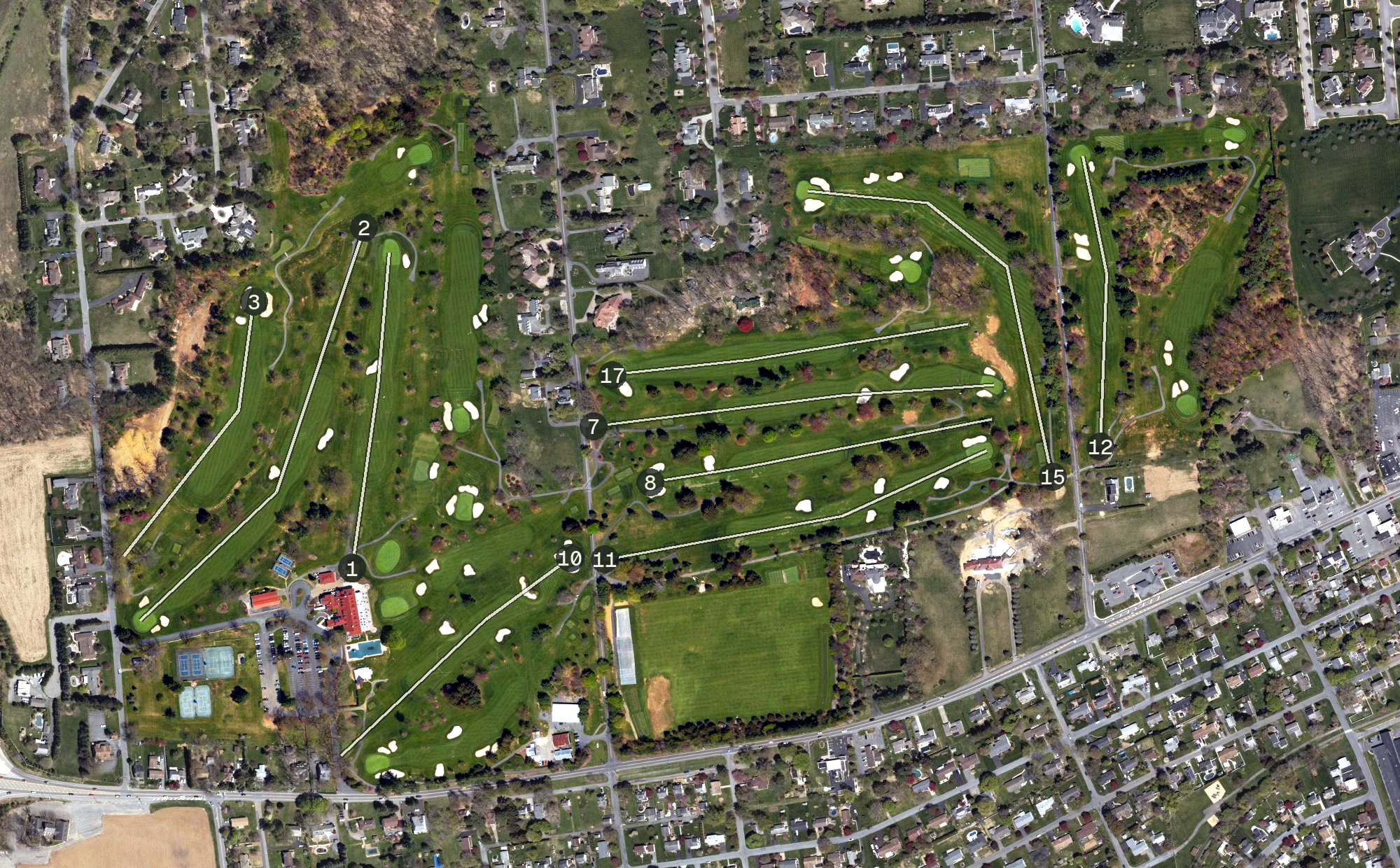 Aerial view of Northampton Country Club, PA