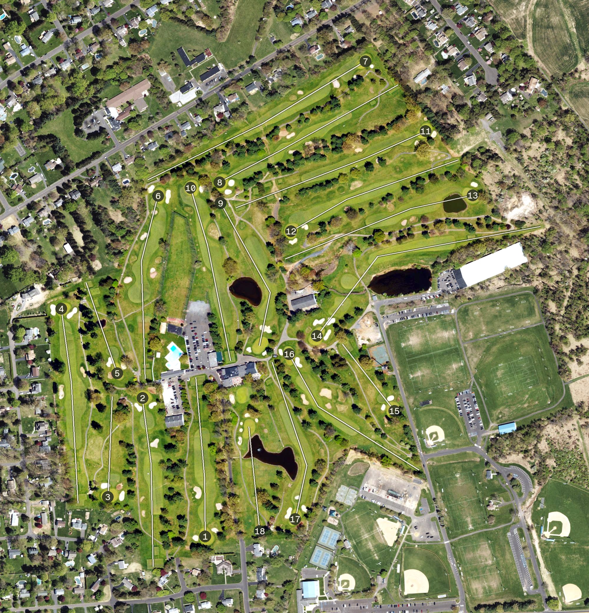 Aerial view of Northampton Valley Country Club, PA