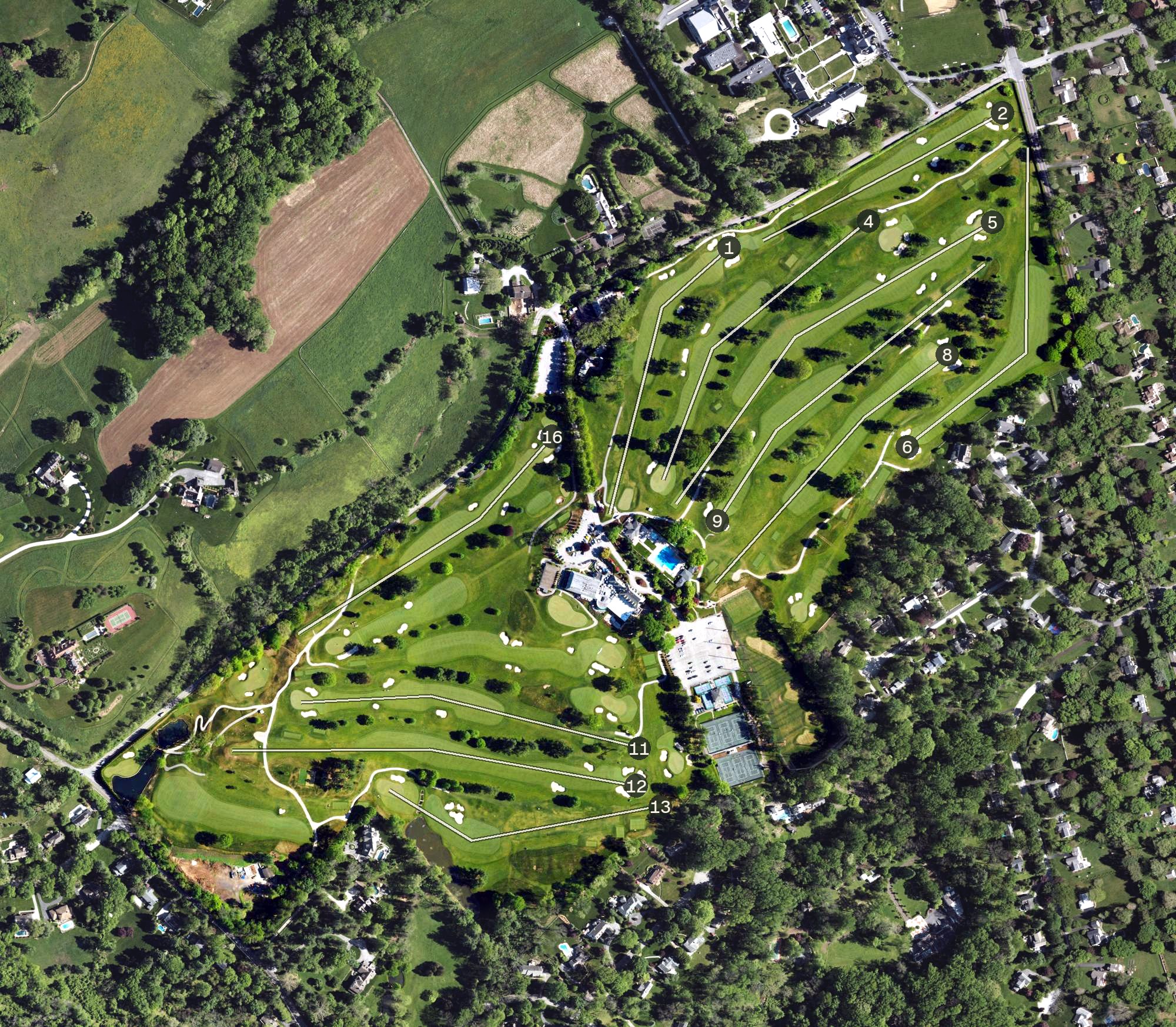 Aerial view of Overbrook Golf Club, PA