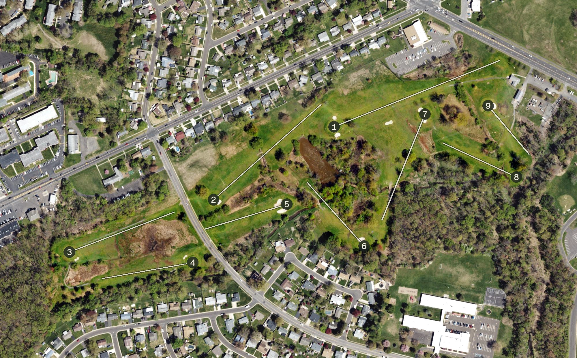 Aerial view of Oxford Valley Public Golf Course, PA
