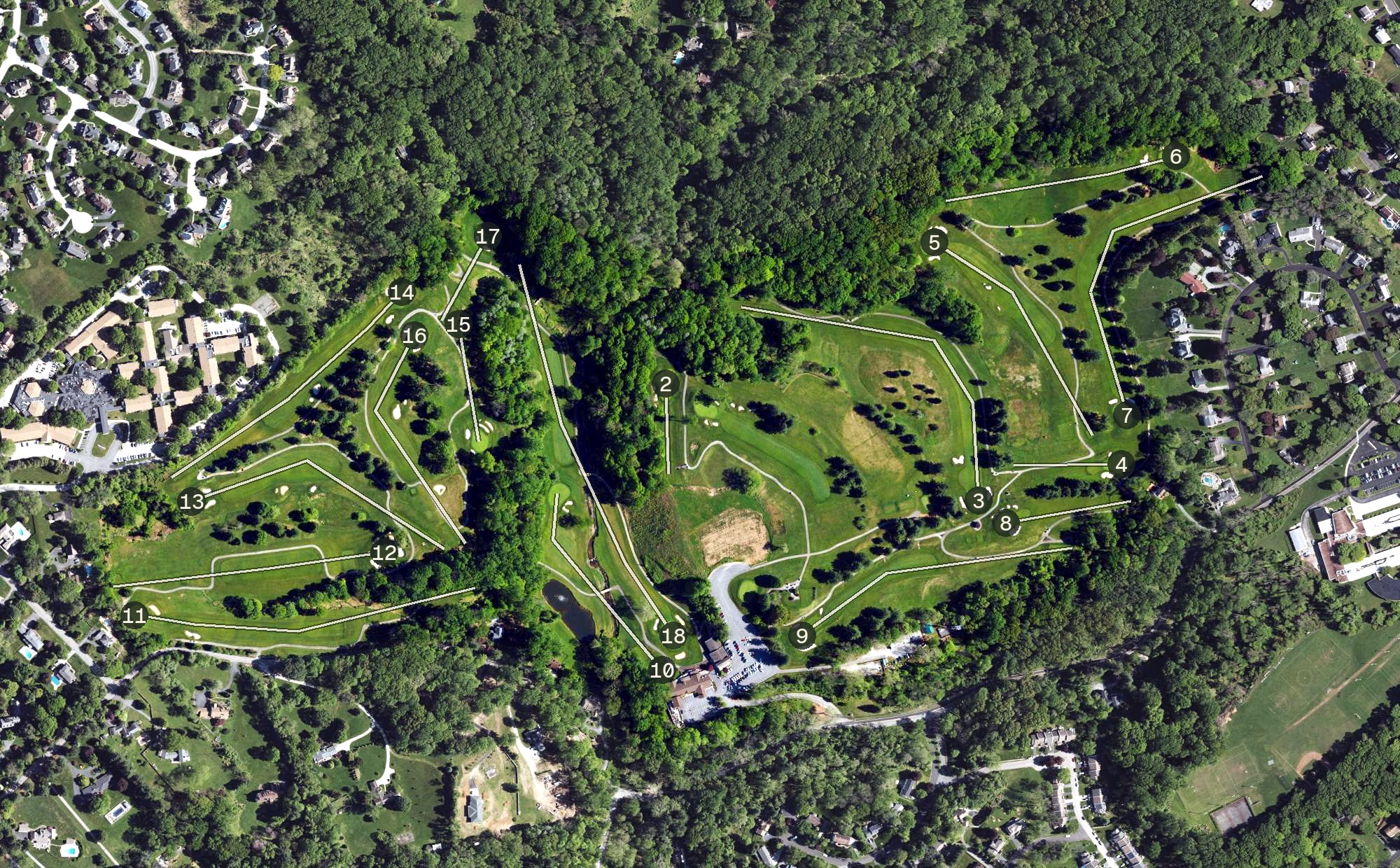 Aerial view of Paxon Hollow Golf Club, PA
