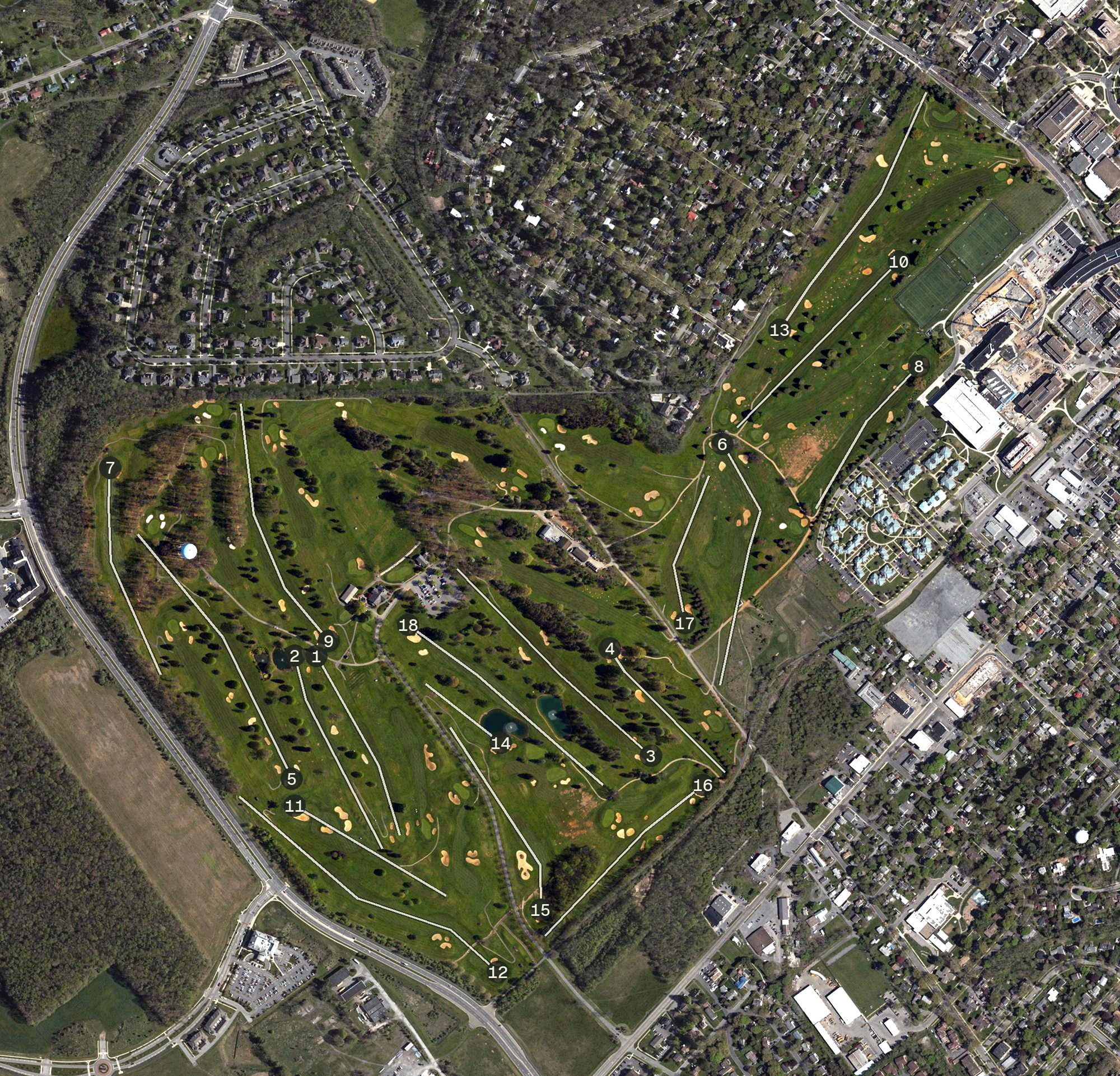 Aerial view of Pennsylvania State Golf Courses, PA
