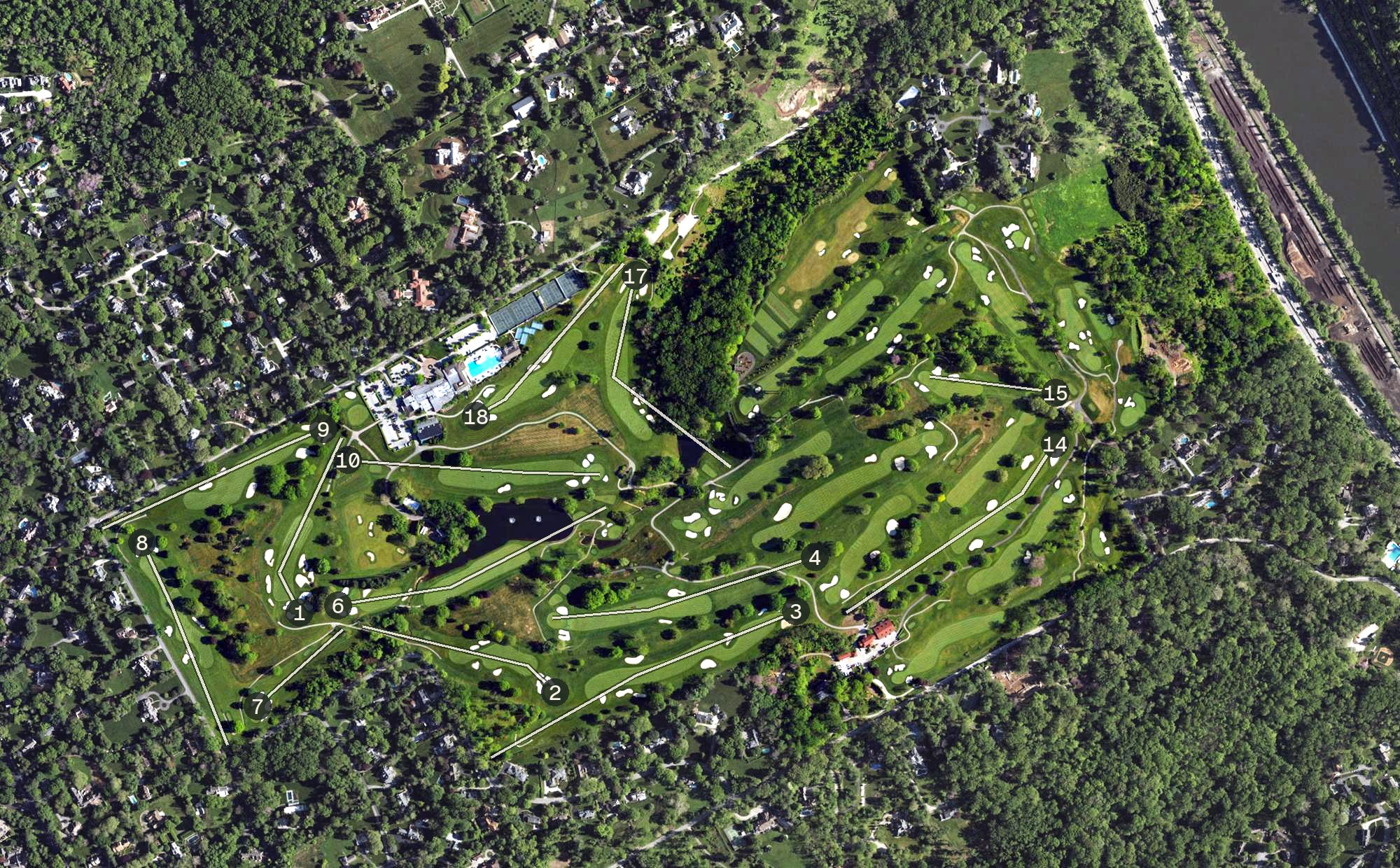 Aerial view of Philadelphia Country Club, PA