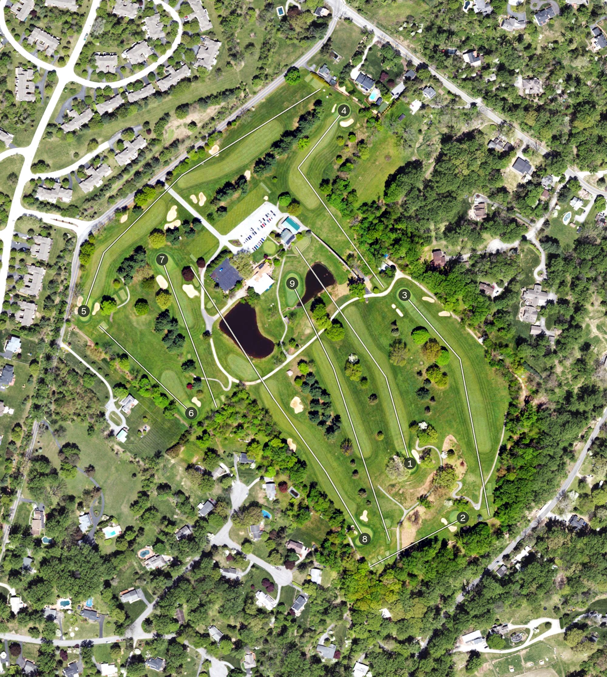 Aerial view of Phoenixville Country Club, PA