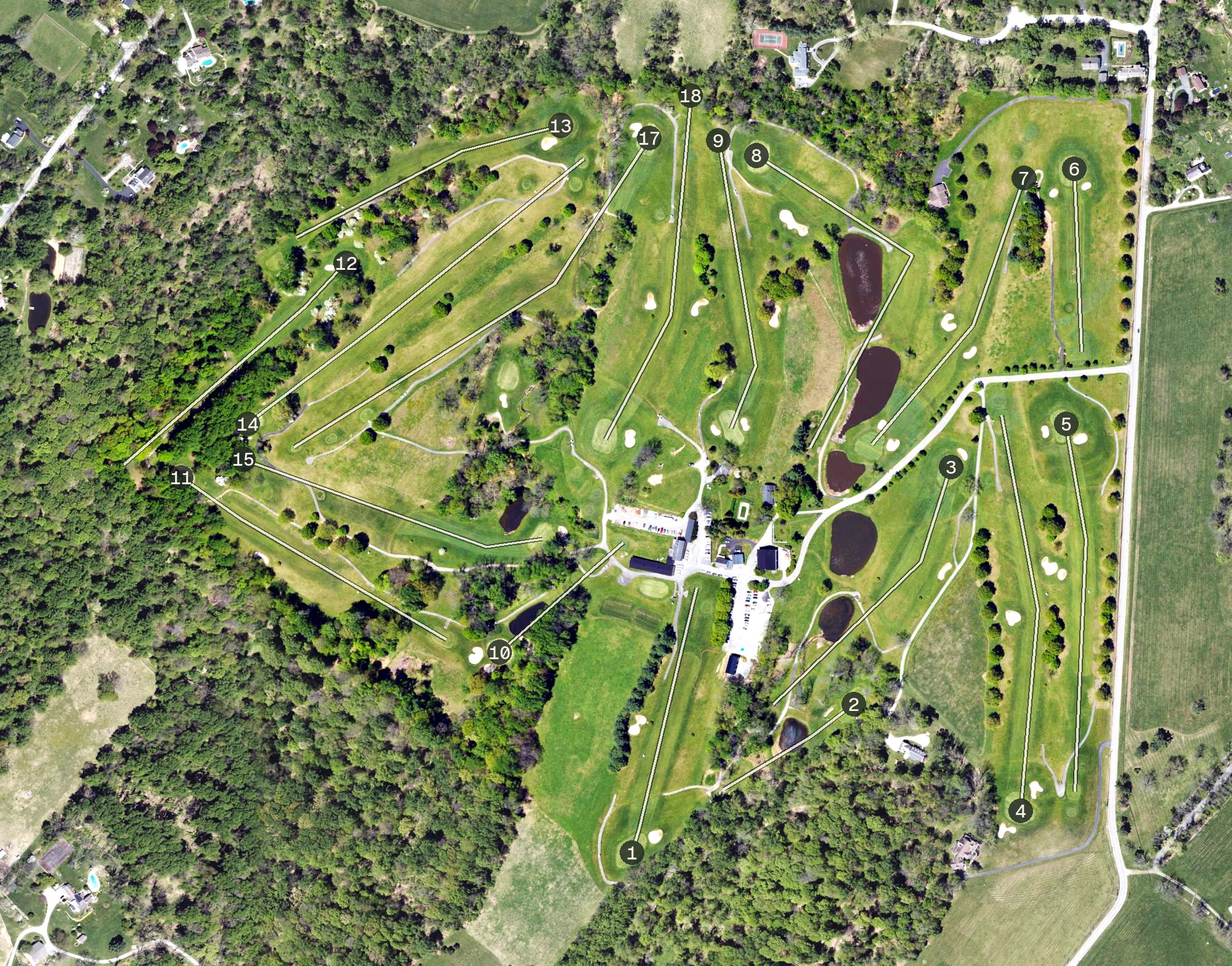 Aerial view of Pickering Valley Golf Course, PA