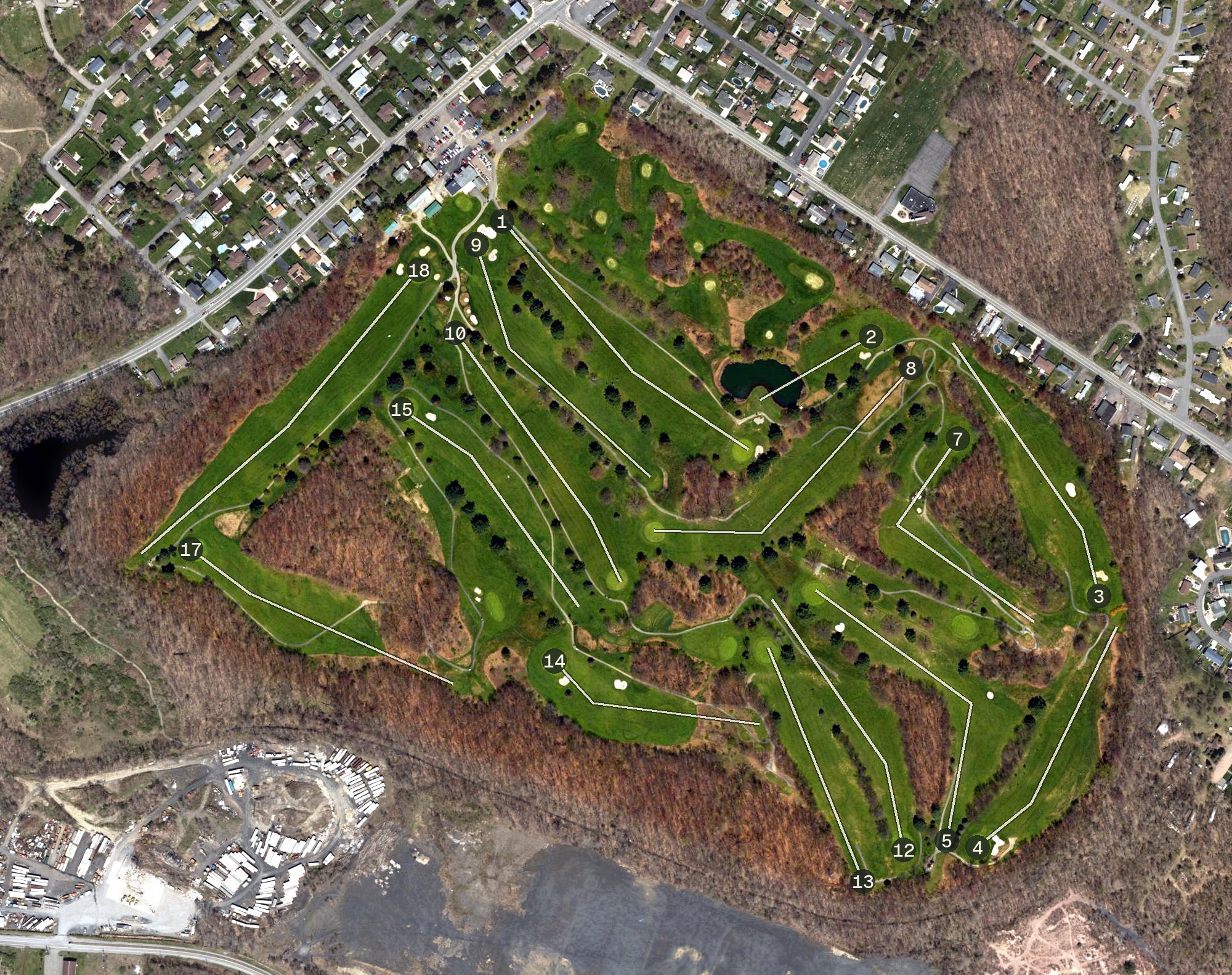 Aerial view of Pine Hills Country Club, PA