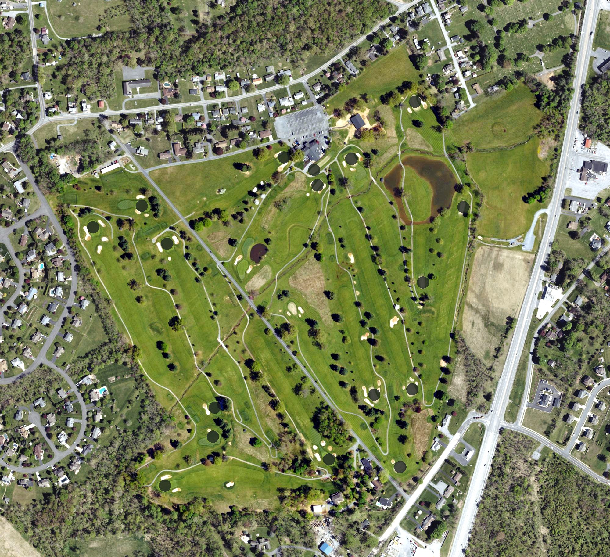Aerial view of Range End Golf Course, PA