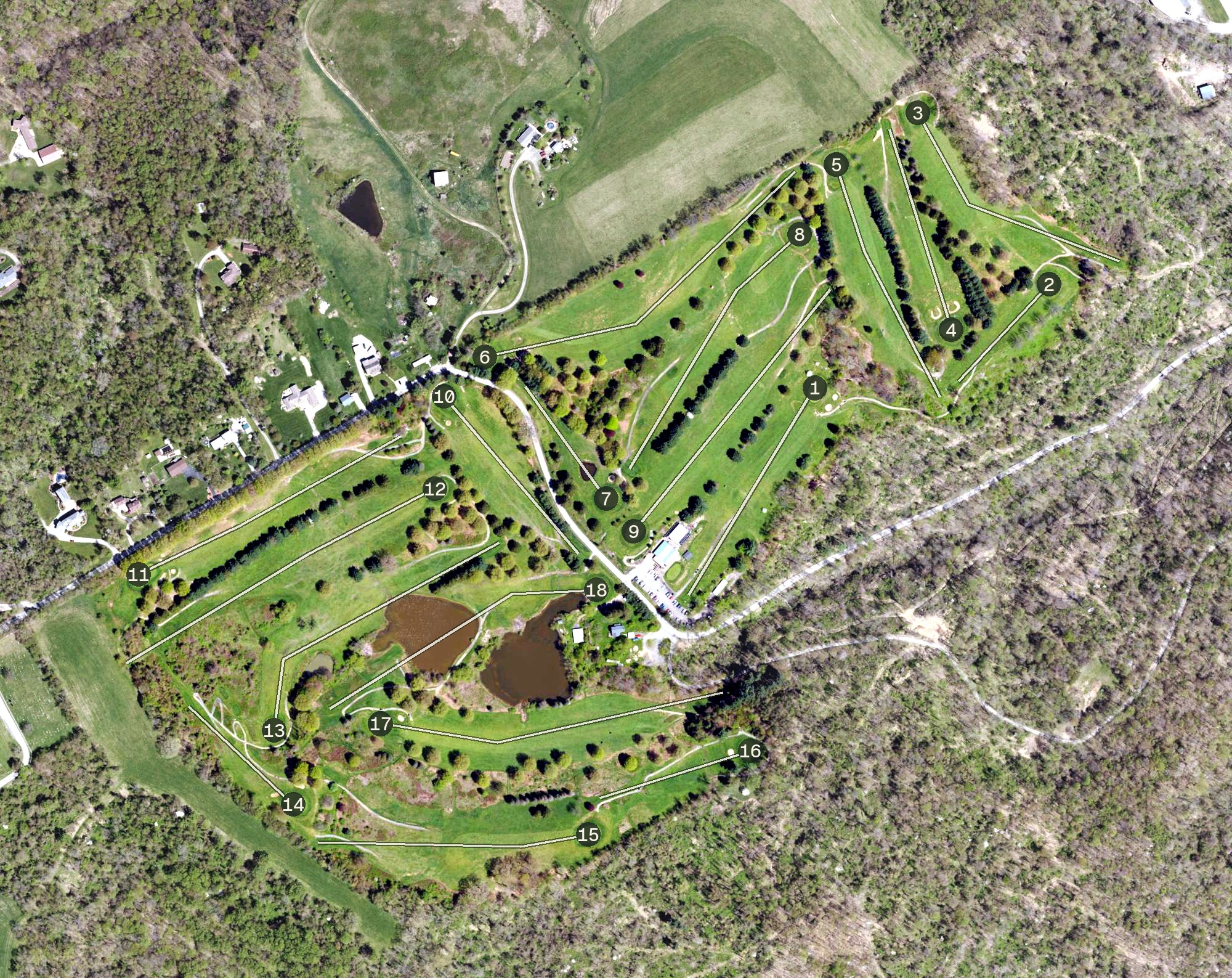Aerial view of Rolling Fields Golf Course, PA