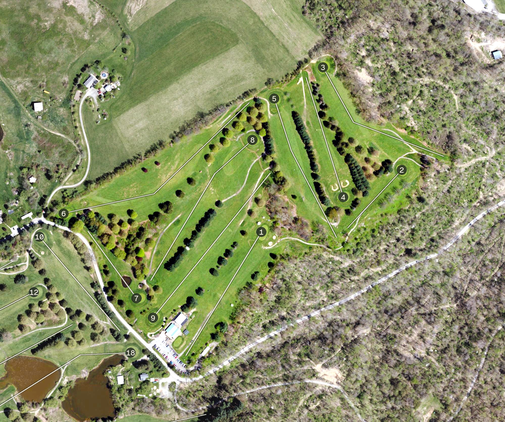 Aerial view of Rolling Fields Golf Course, PA