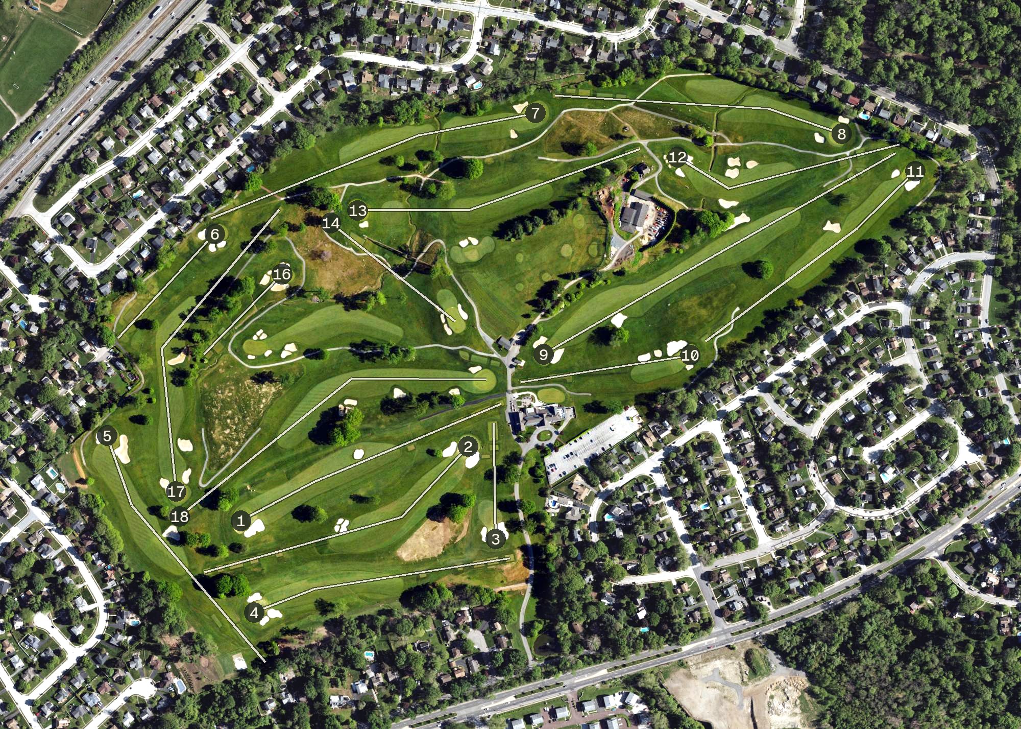 Aerial view of Rolling Green Golf Club, PA