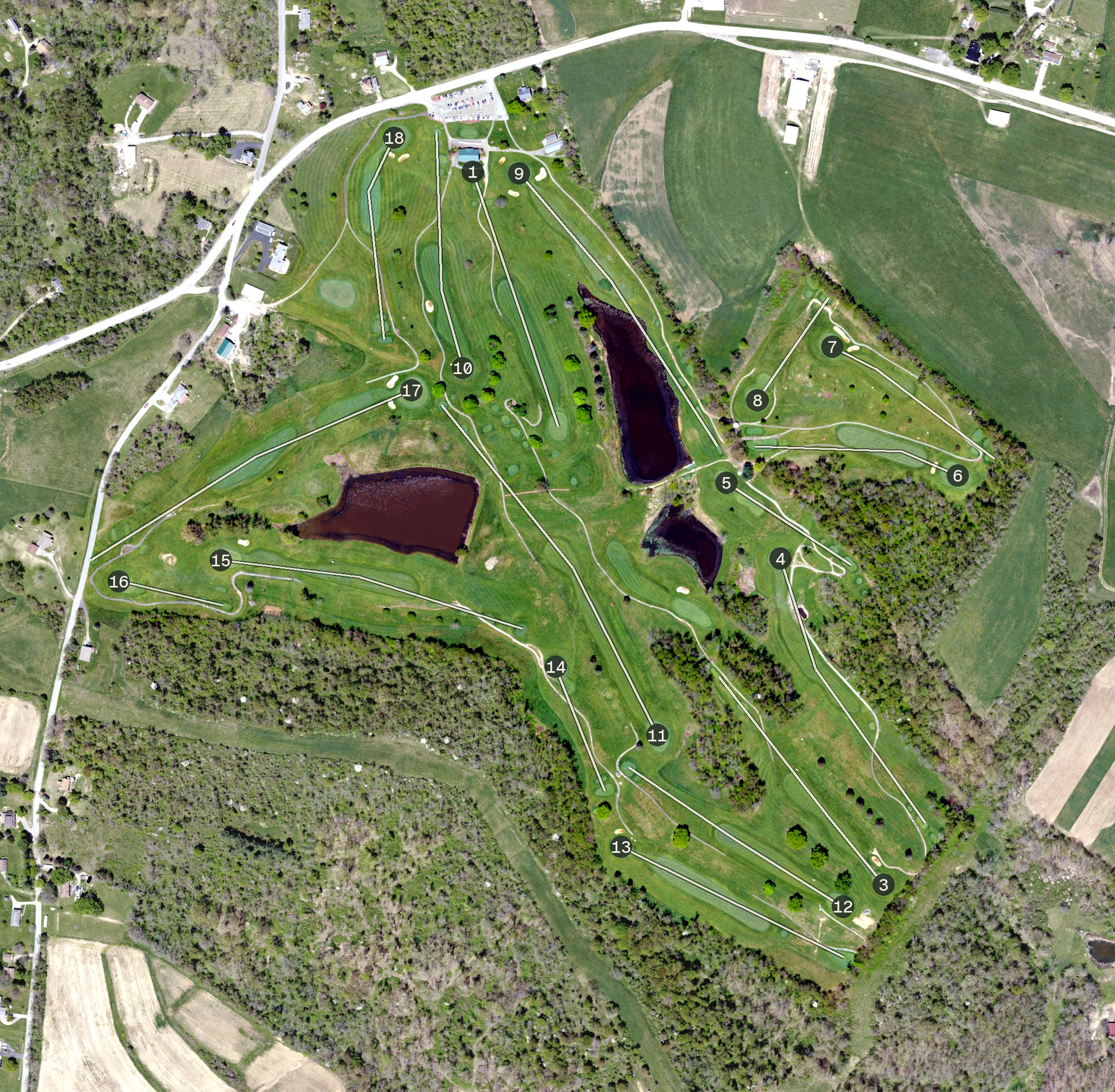 Aerial view of Rolling Green Golf Course, PA
