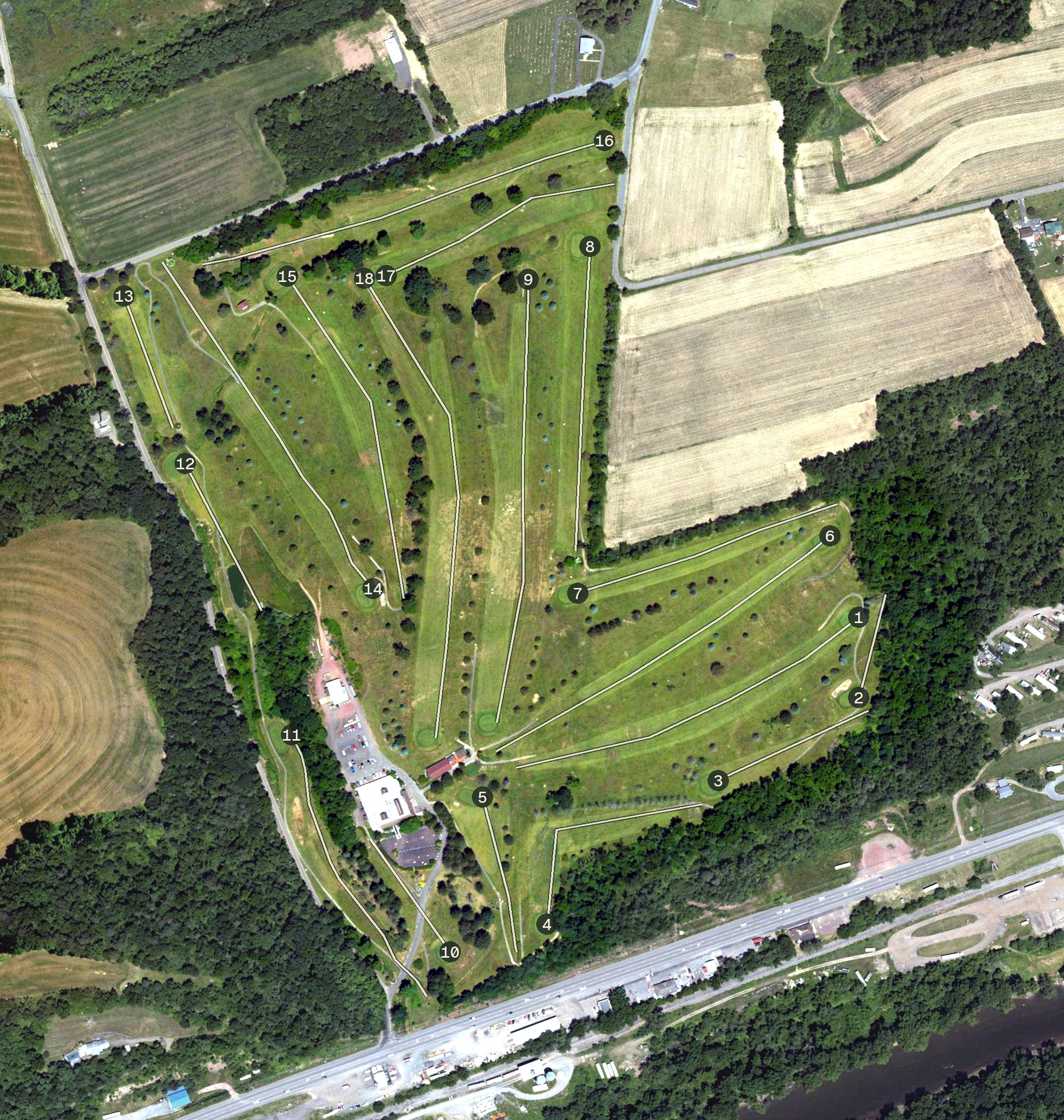 Aerial view of Rolling Pines Golf Course, PA