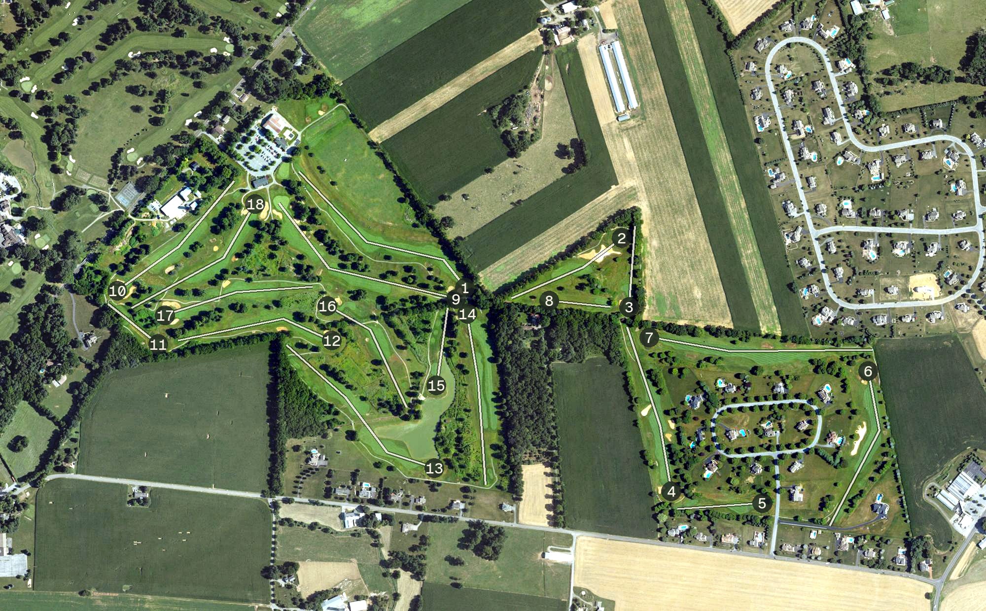 Aerial view of Royal Oaks Golf Club, PA