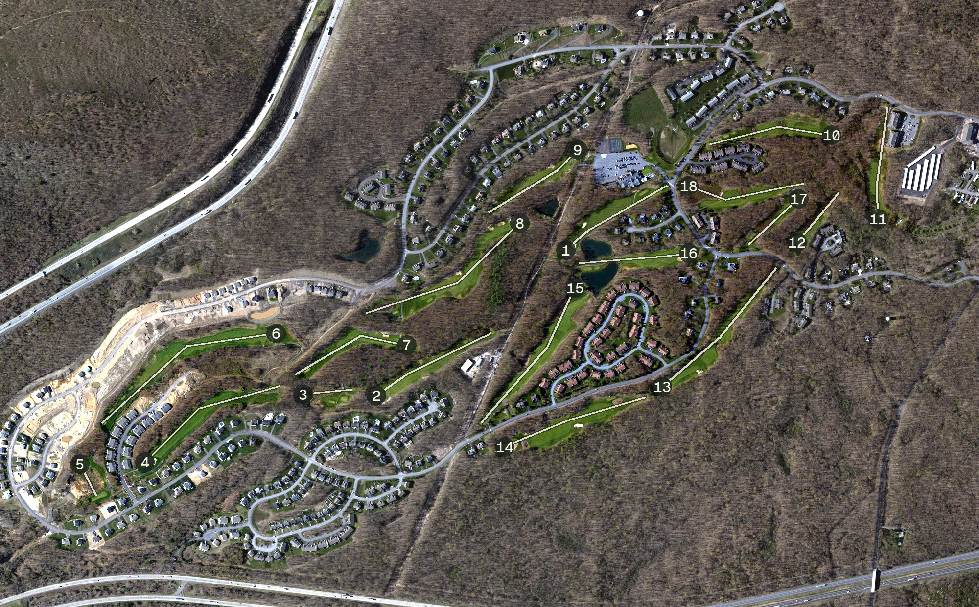 Aerial view of Sand Springs Country Club, PA