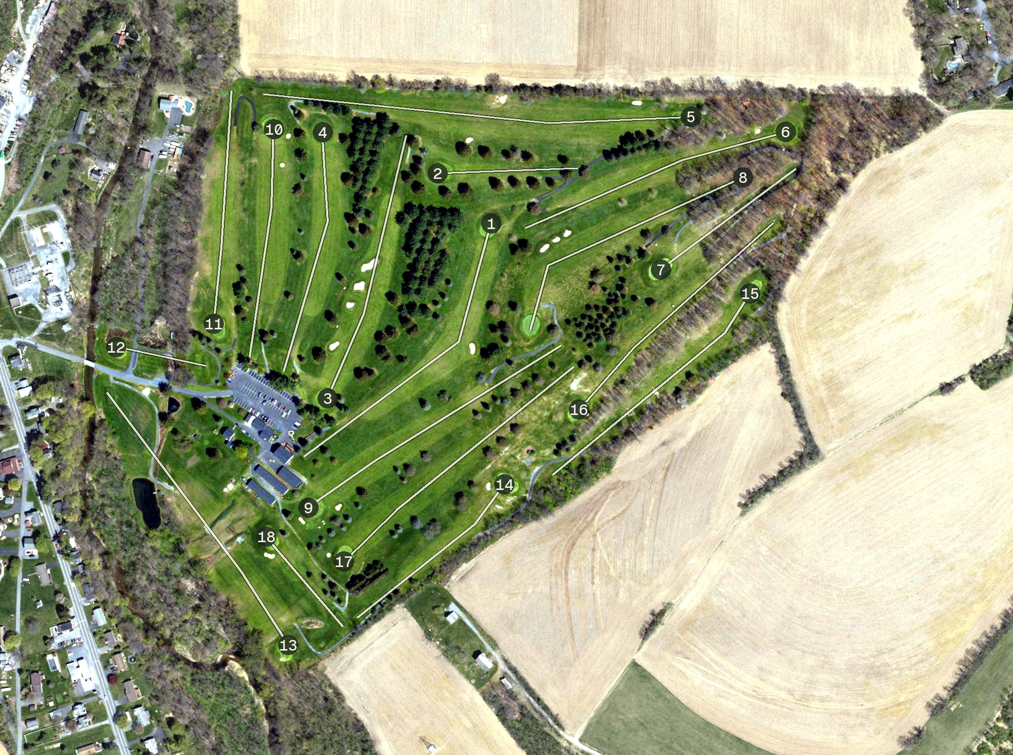 Aerial view of Sawmill Golf Course, PA