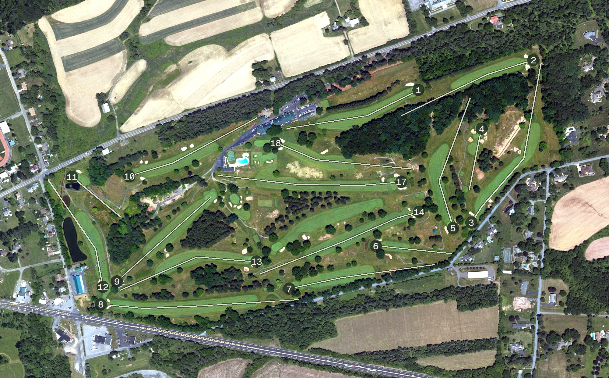 Aerial view of Schuylkill Country Club, PA