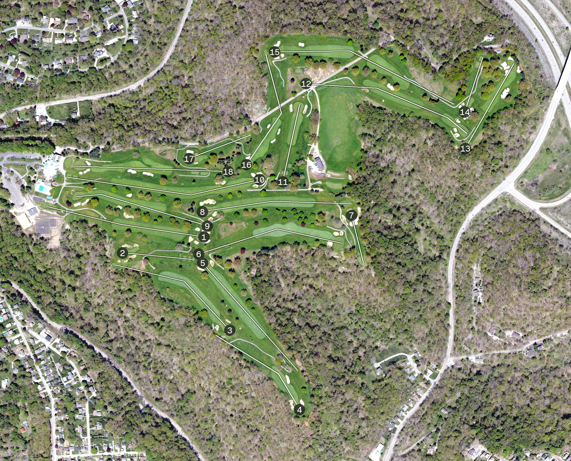 Aerial view of Shannopin Country Club, PA