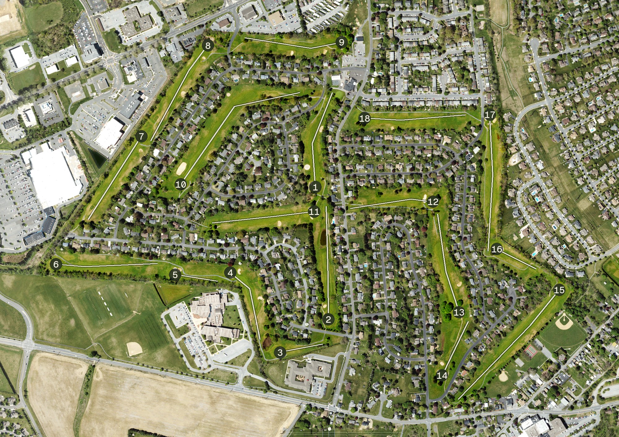Aerial view of Shepherd Hills Golf Club, PA