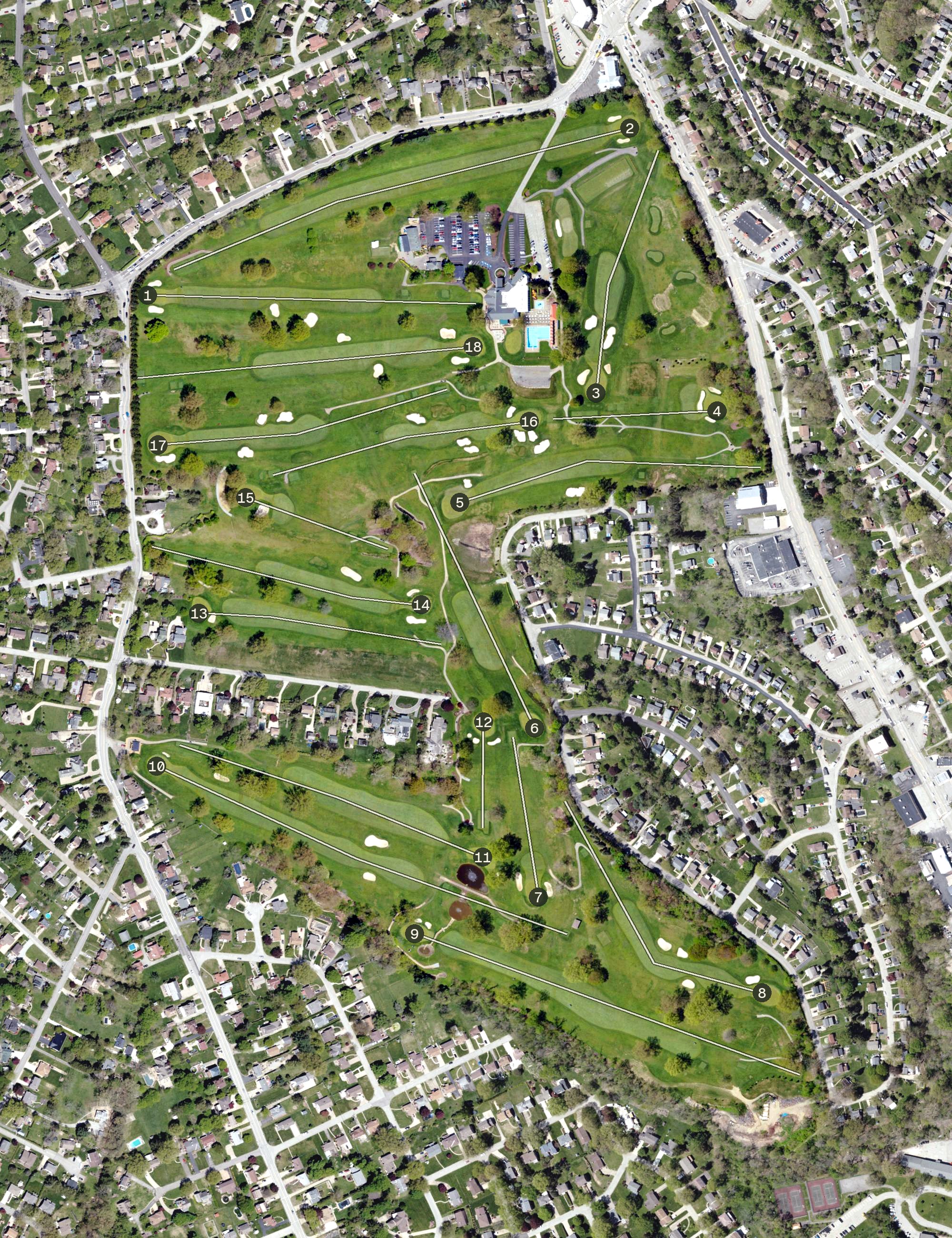 Aerial view of South Hills Country Club, PA